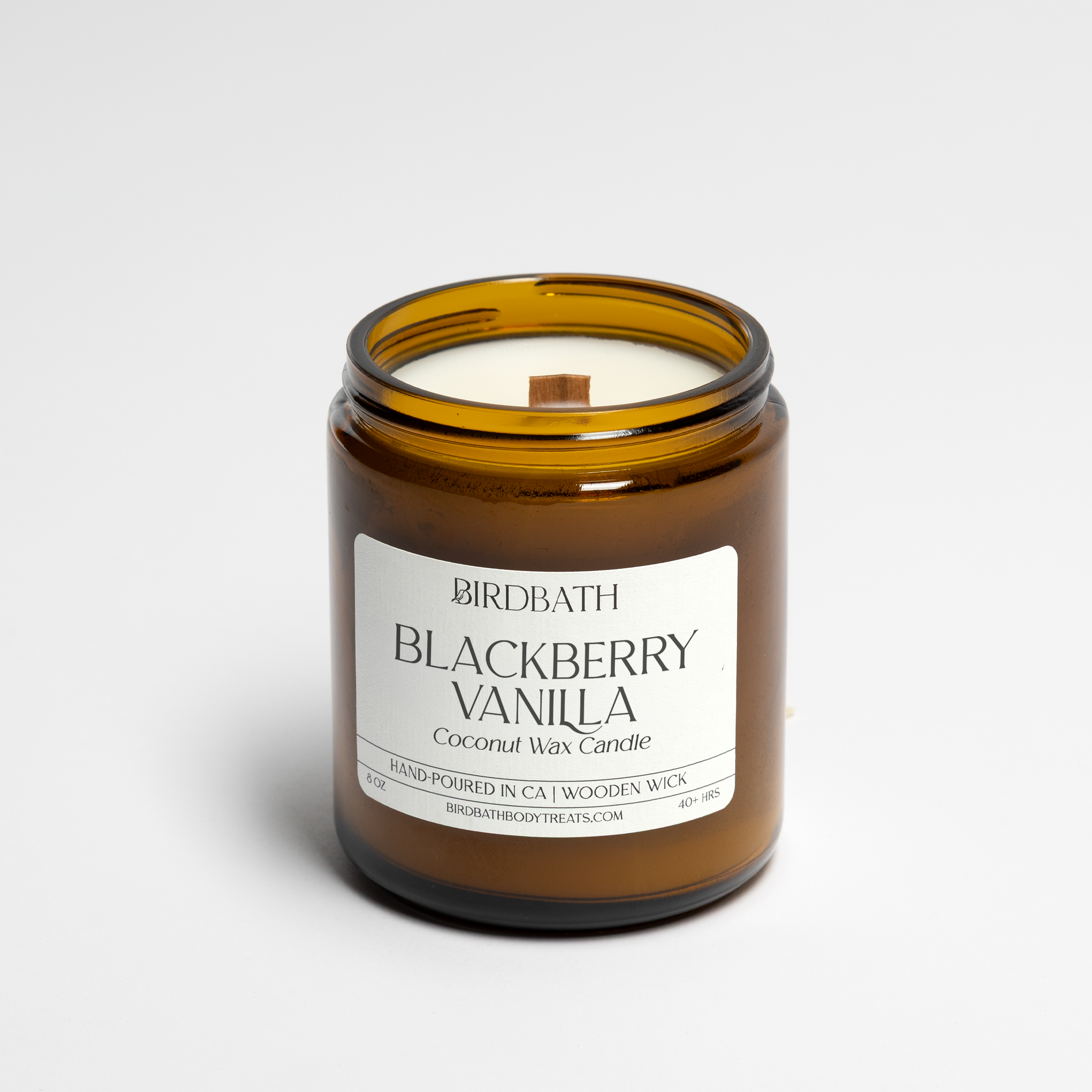 Coconut Wax Candle With Wooden Wick- 8 oz | Birdbath