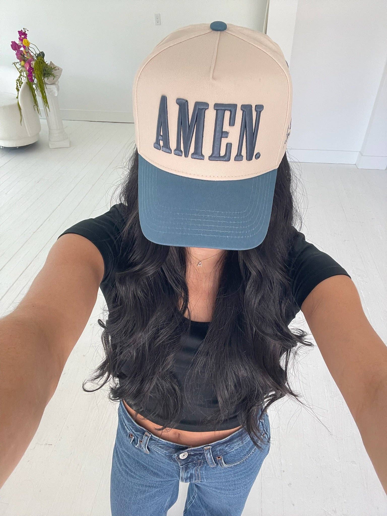 AMEN. - Slate Blue Vintage Trucker Hat | Kenzkustomz