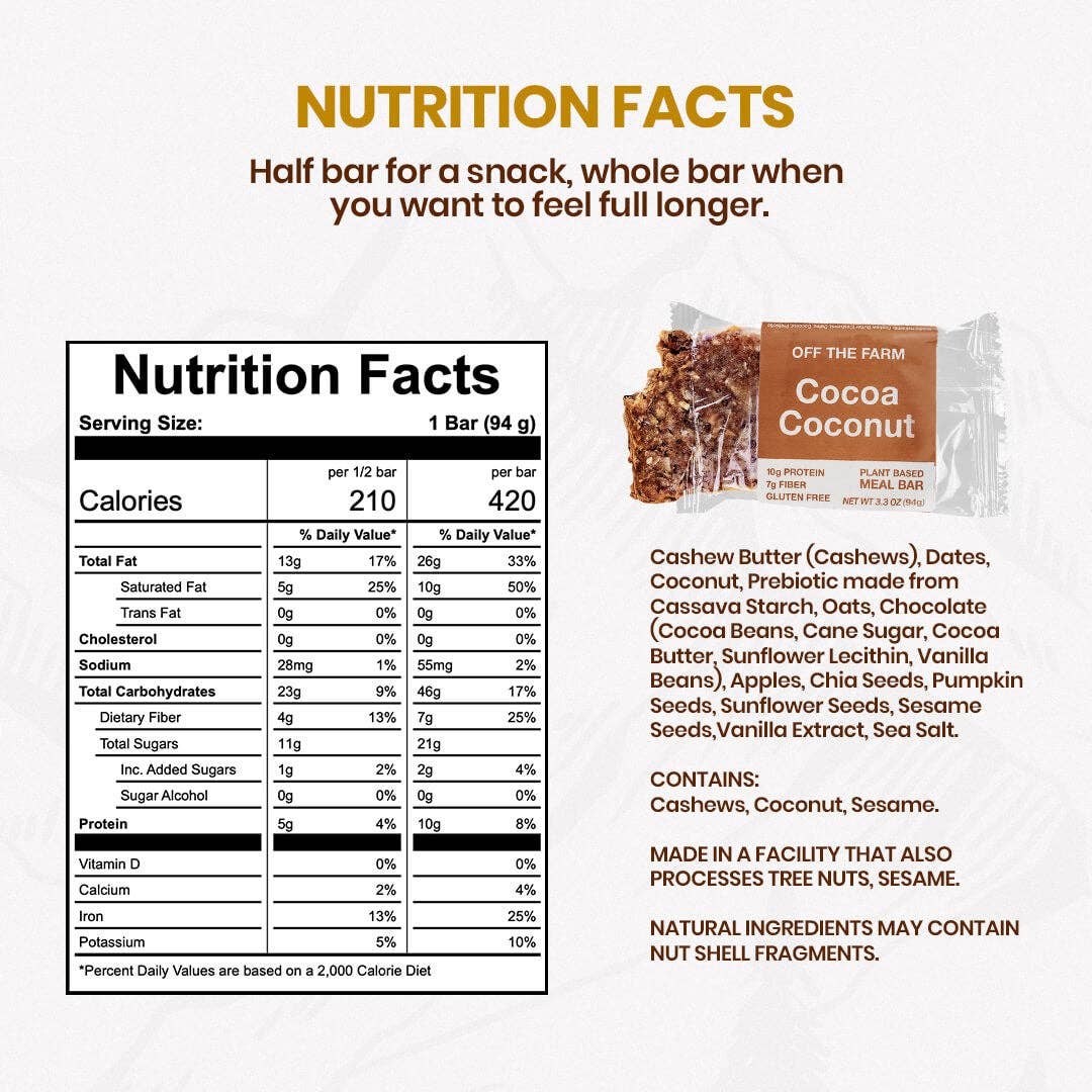 Cocoa Coconut Meal Bar | Off the Farm