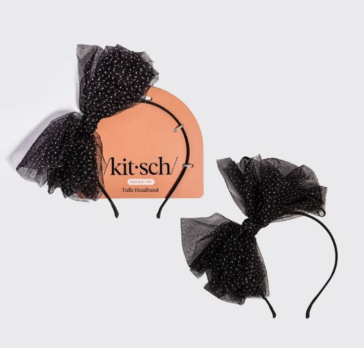 Glitter Tulle Headband - Black | KITSCH