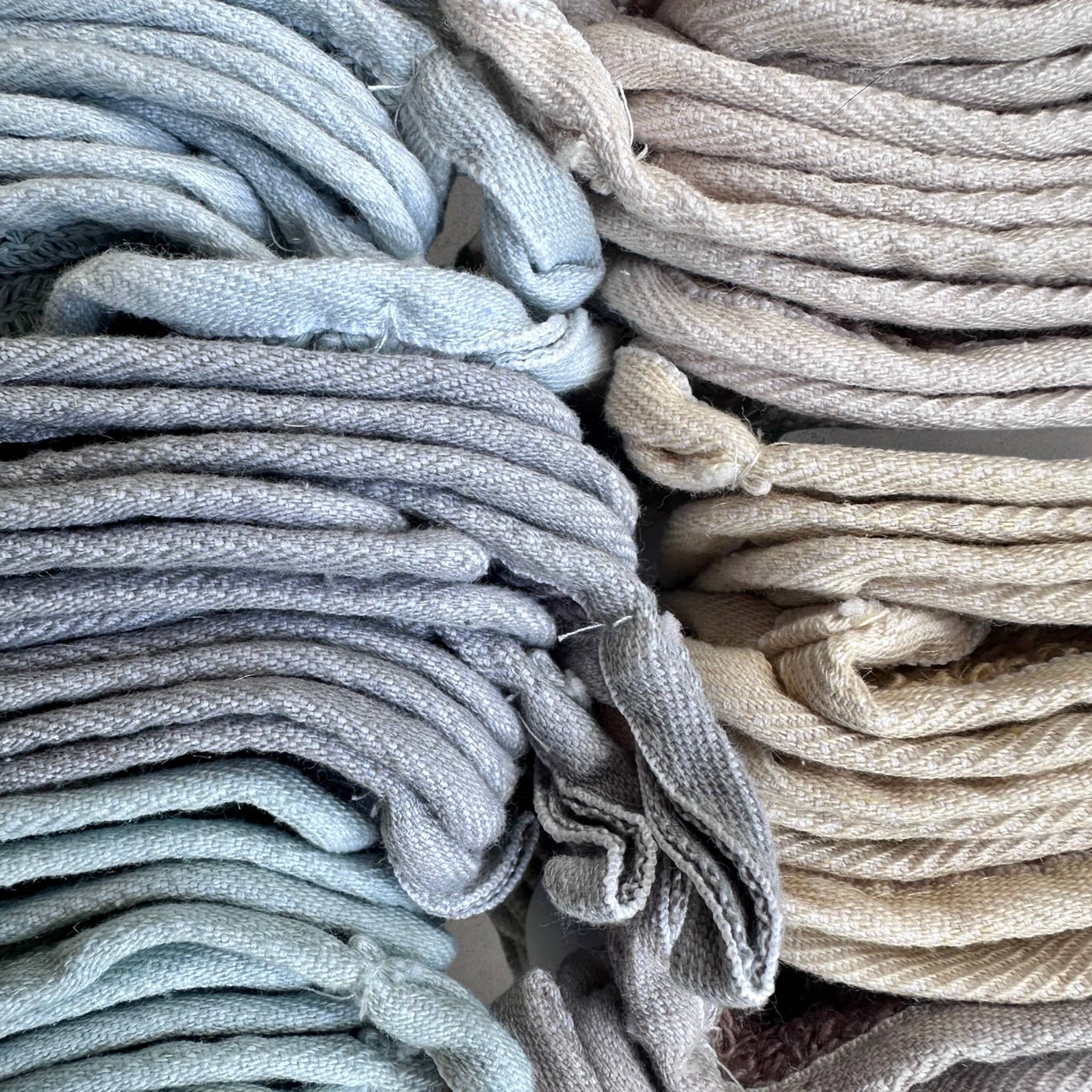 Hemp Washcloth set of 3 Hand-Dyed, Single Hue
