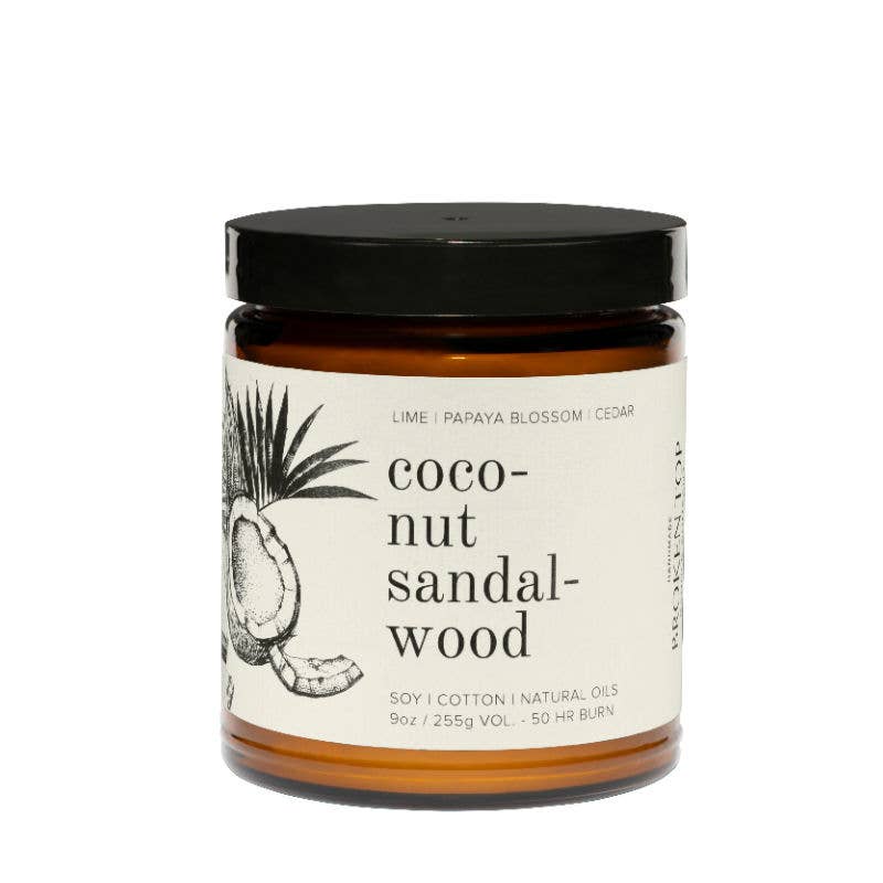 Natural Soy Candle 9 oz Coconut Sandalwood | Broken Top Goods