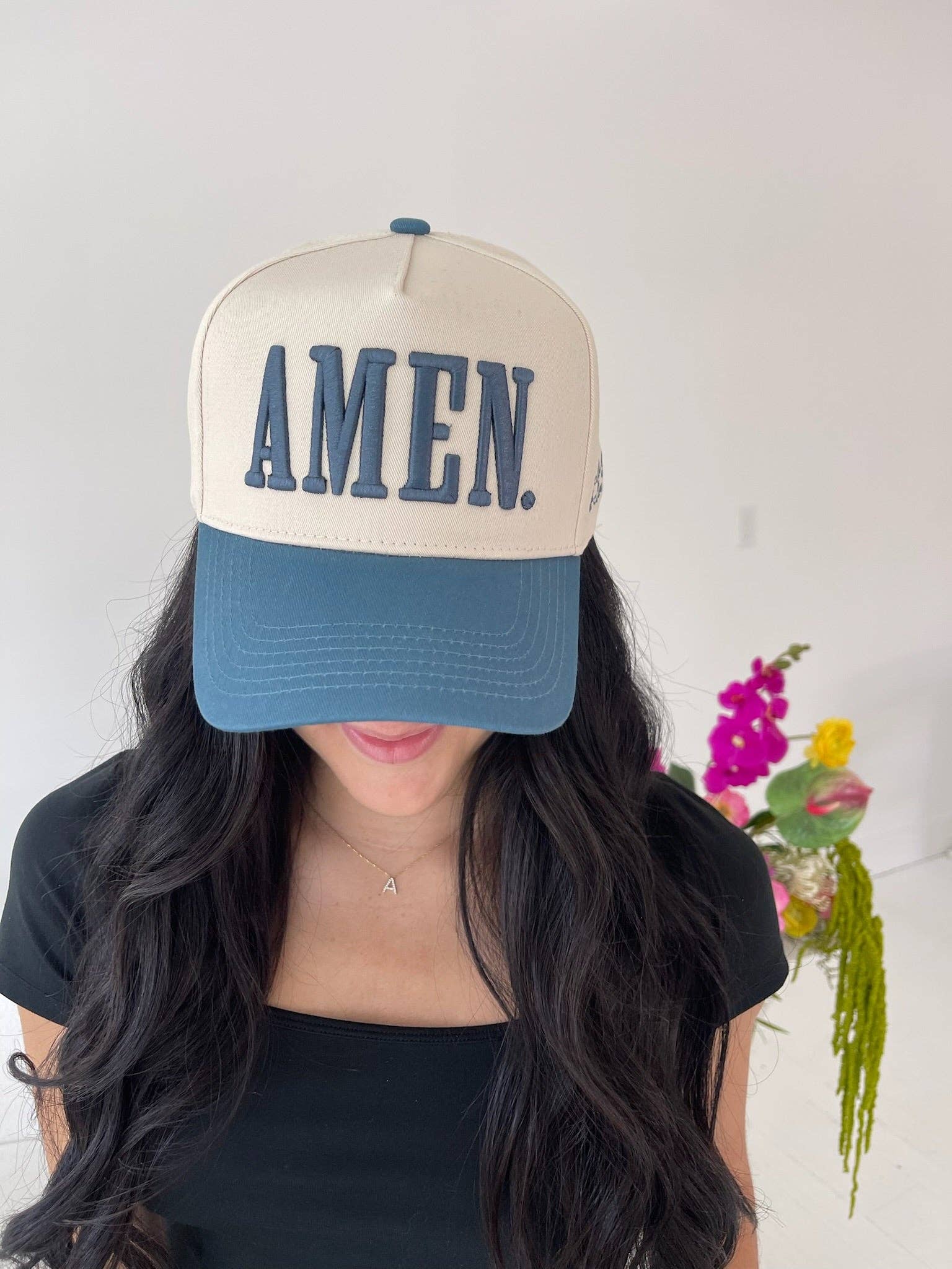 AMEN. - Slate Blue Vintage Trucker Hat | Kenzkustomz