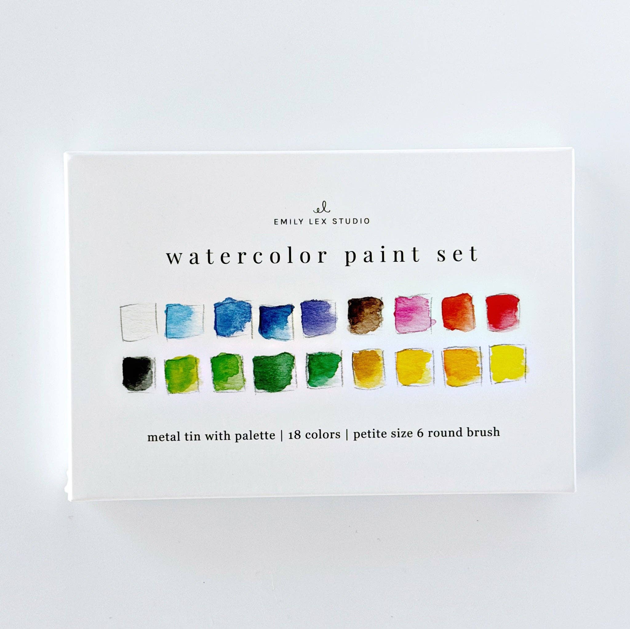 Watercolor paint set 18 colors with brush | Emily Lex Studio
