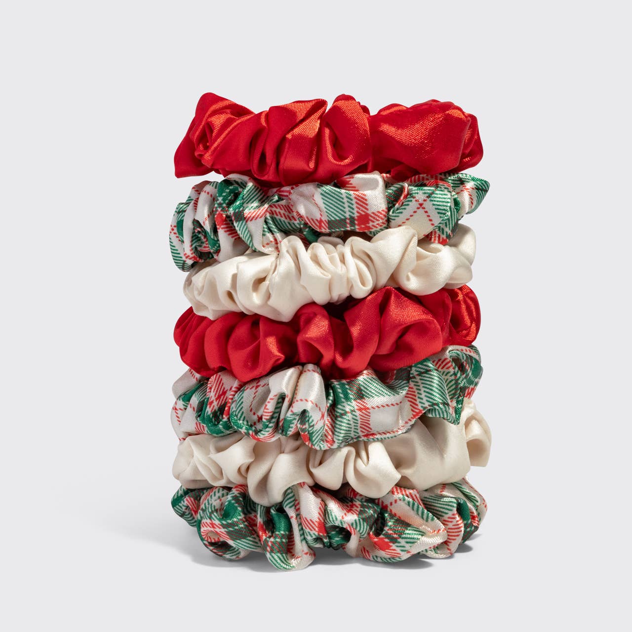 Holiday Ruched Satin Scrunchies 7pc Set | KITSCH