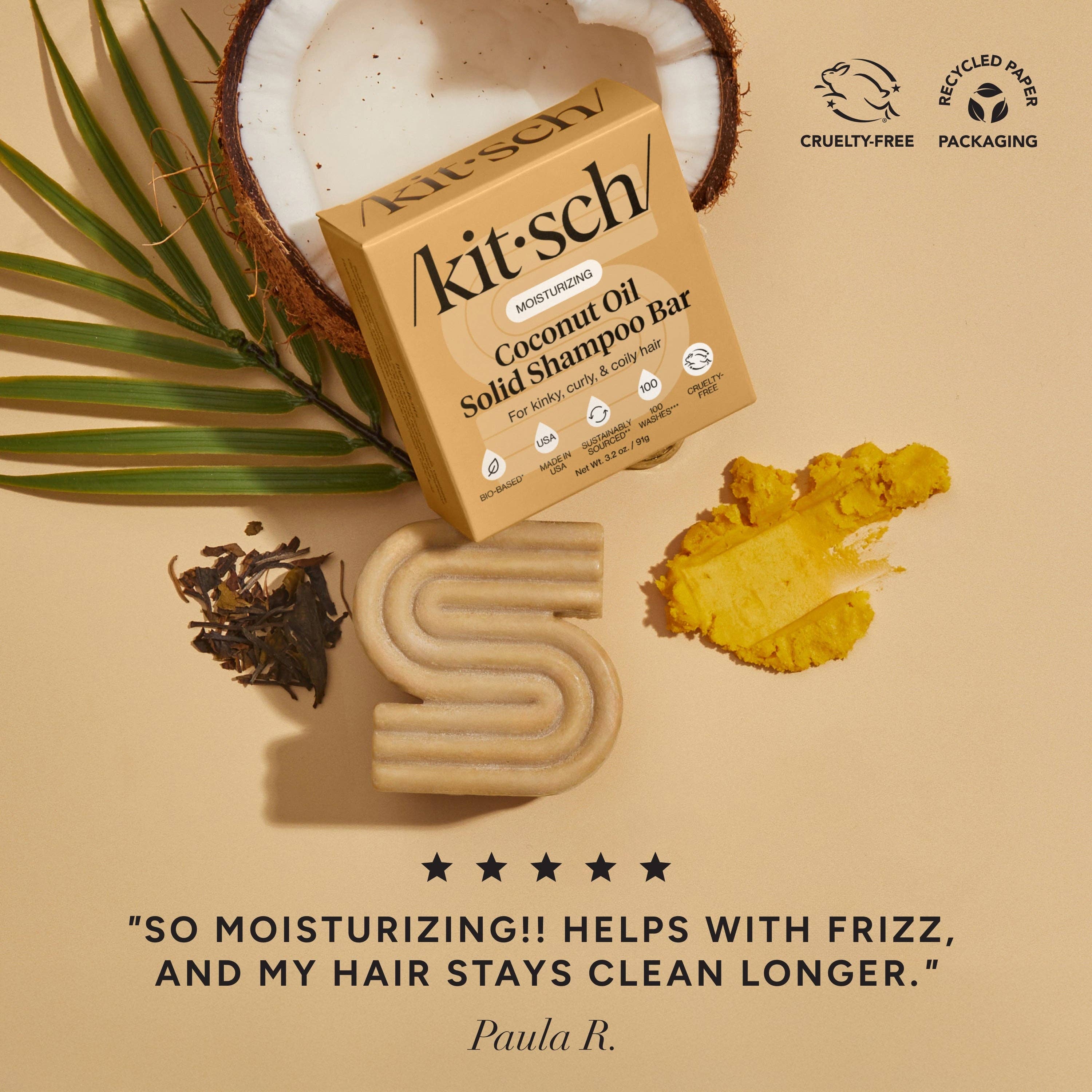 Coconut Oil Shampoo & Conditioner Bar Combo for Dry Damaged Hair | KITSCH