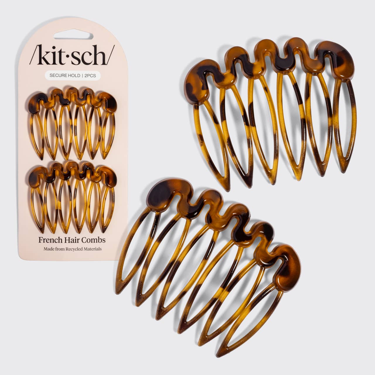 Recycled Plastic French Hair Combs 2pc Set - Tort | KITSCH