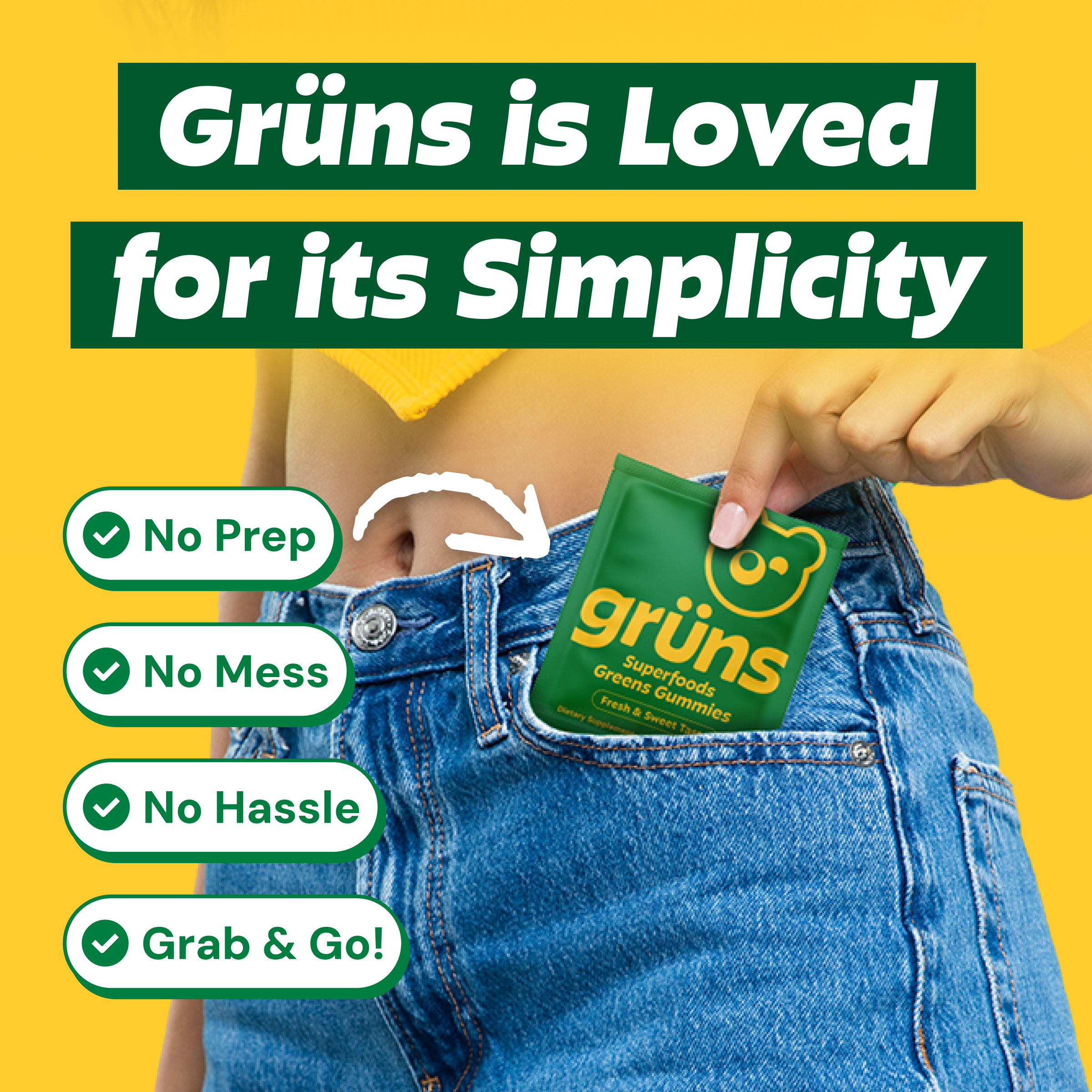 Adult Superfood Greens Gummies, 3 Servings | Gruns