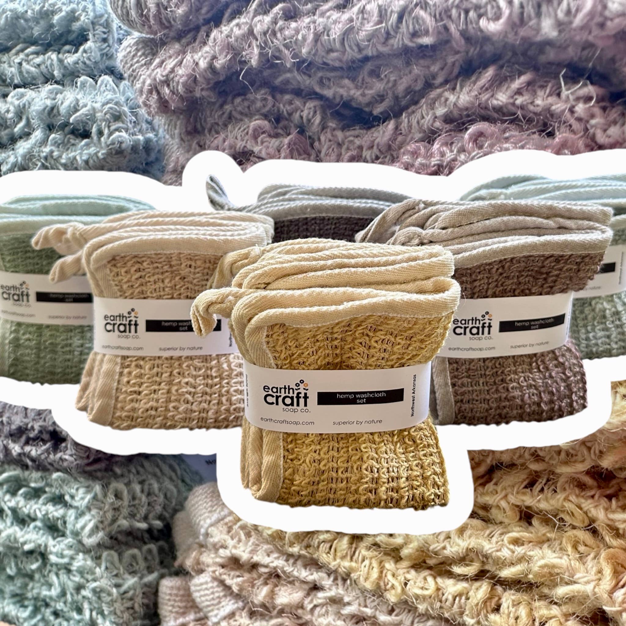 Hemp Washcloth set of 3 Hand-Dyed, Single Hue