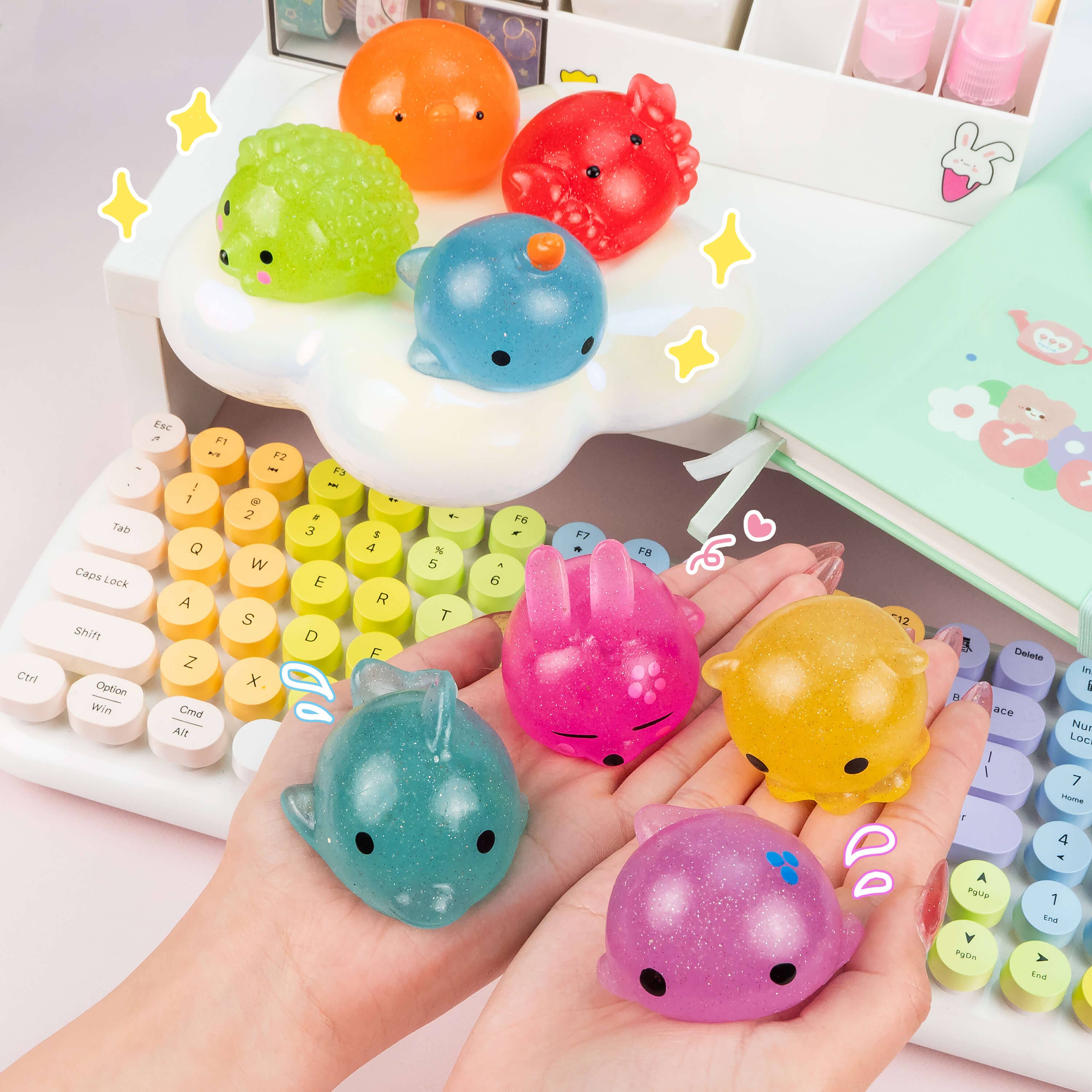 Jumbo Glitter Mochi Squishy Toy | Kawaii Slime