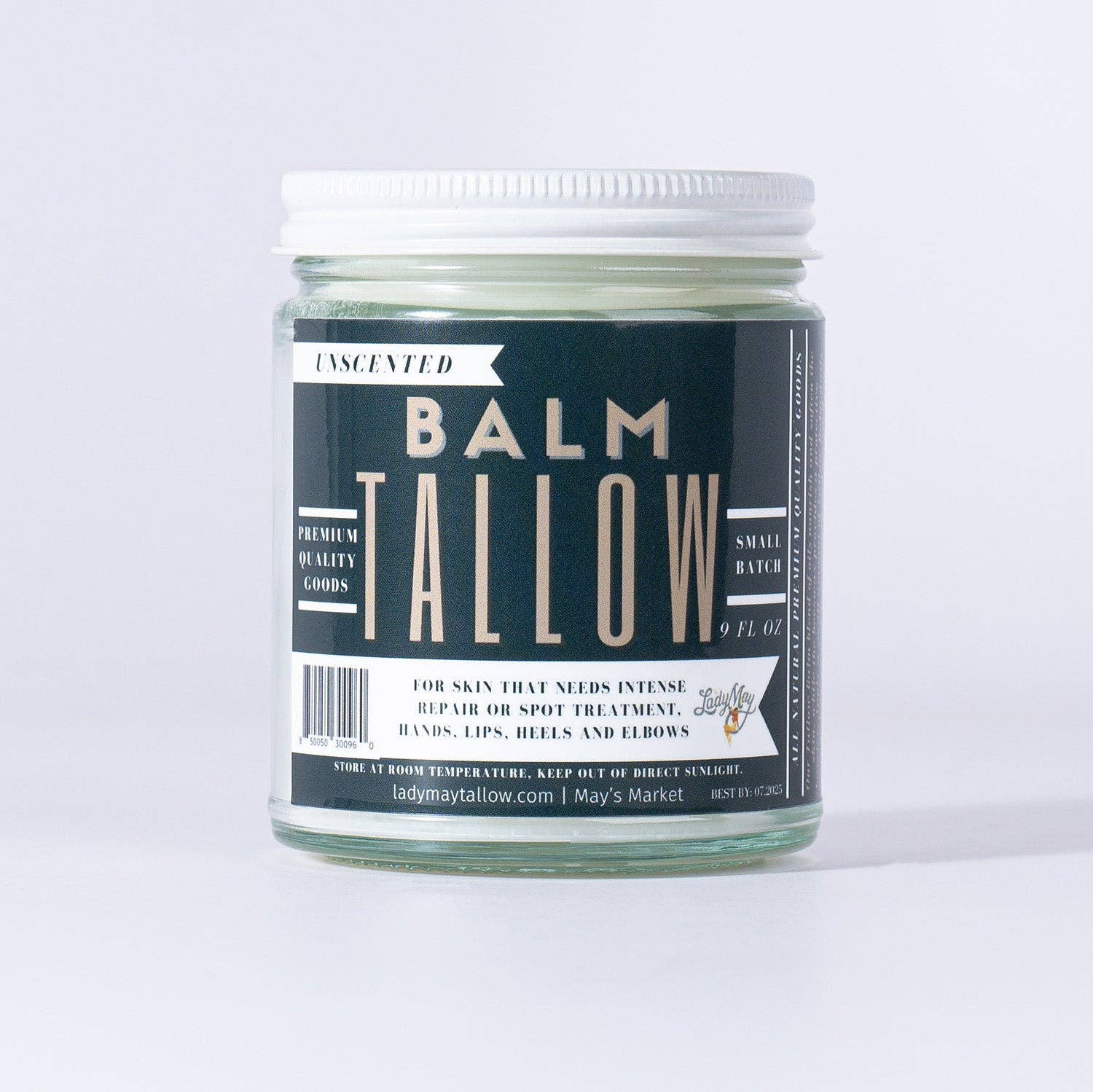 Unscented Tallow Balm - All Natural Grass Fed Beef Tallow Moisturizer | Lady May Tallow
