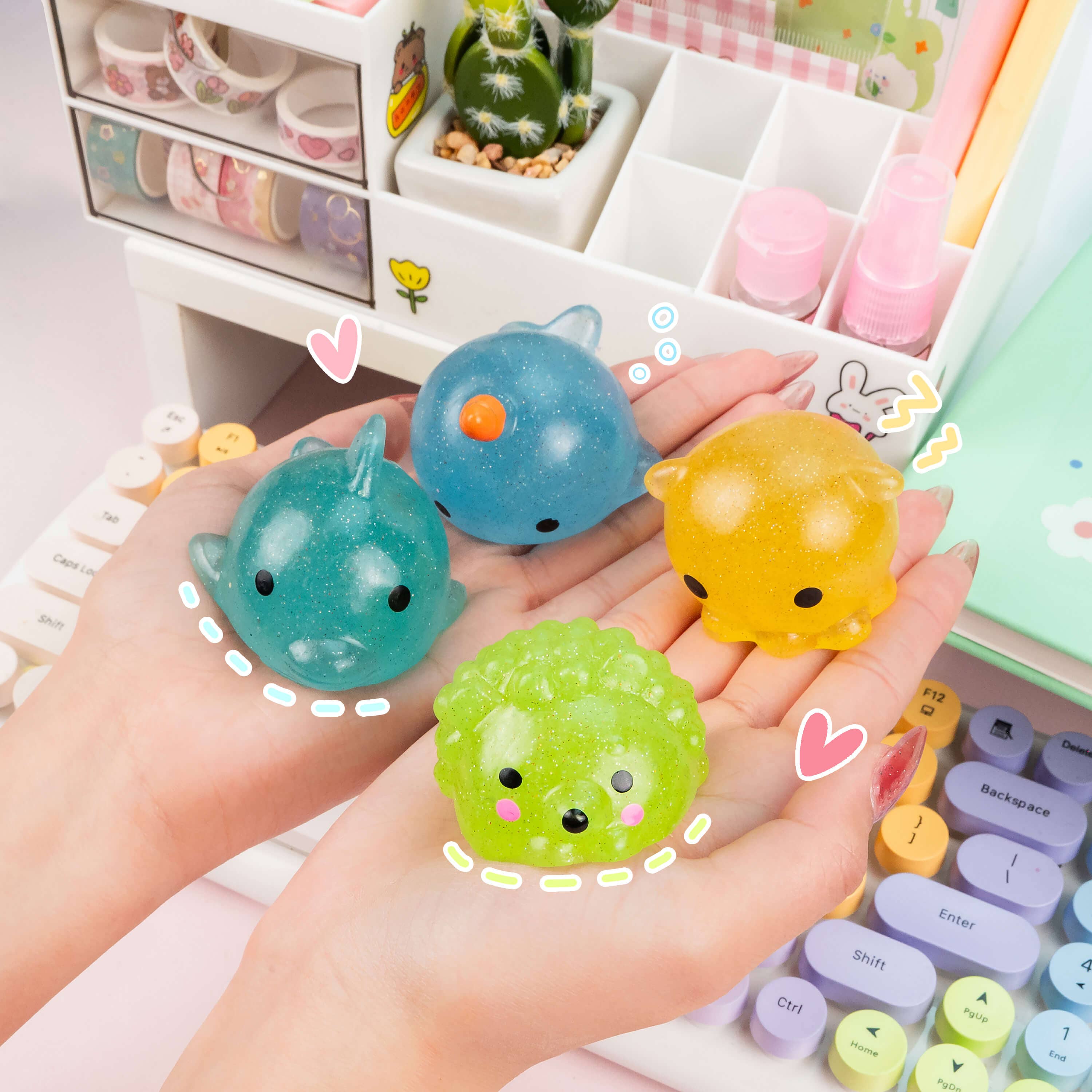 Jumbo Glitter Mochi Squishy Toy | Kawaii Slime
