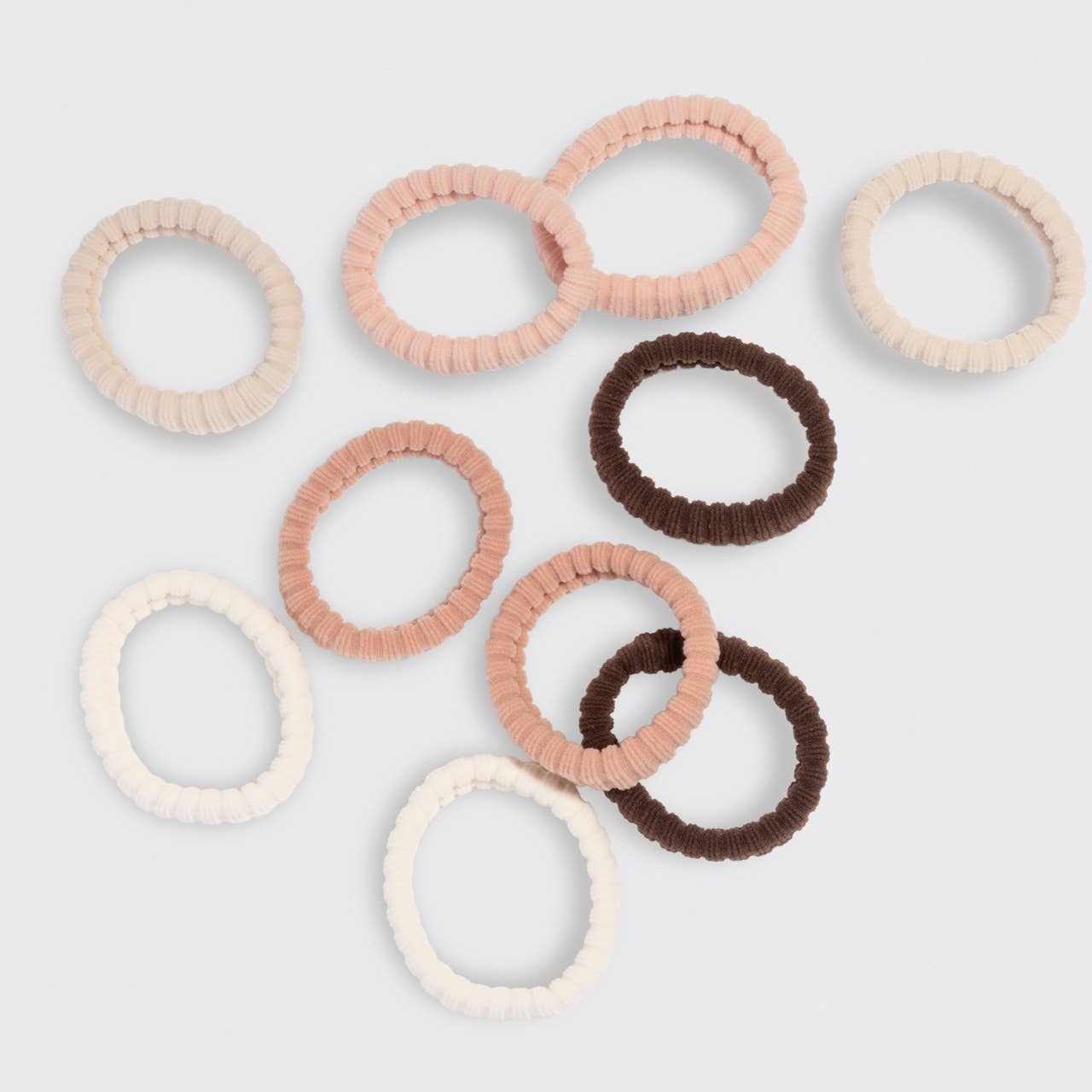 Recycled Fabric Ribbed Hair Elastics 10pc Set - Blush | KITSCH