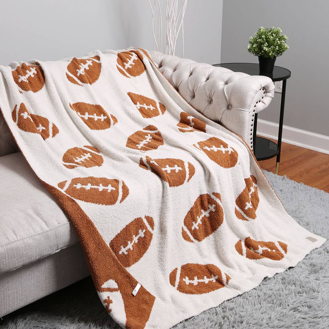 Football Patterned Throw Blanket | Fashion City