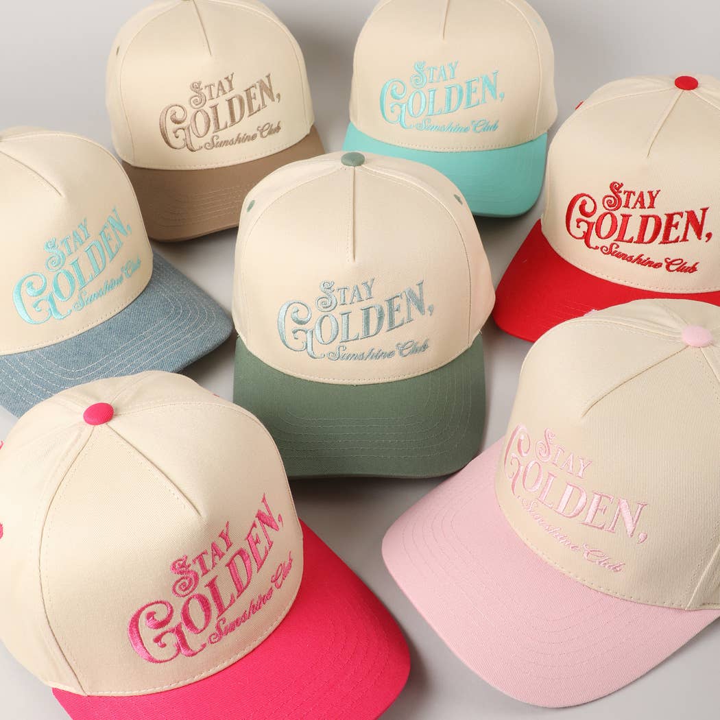 Stay Golden Sunshine Club Embroidery Trucker Hat | Fashion City