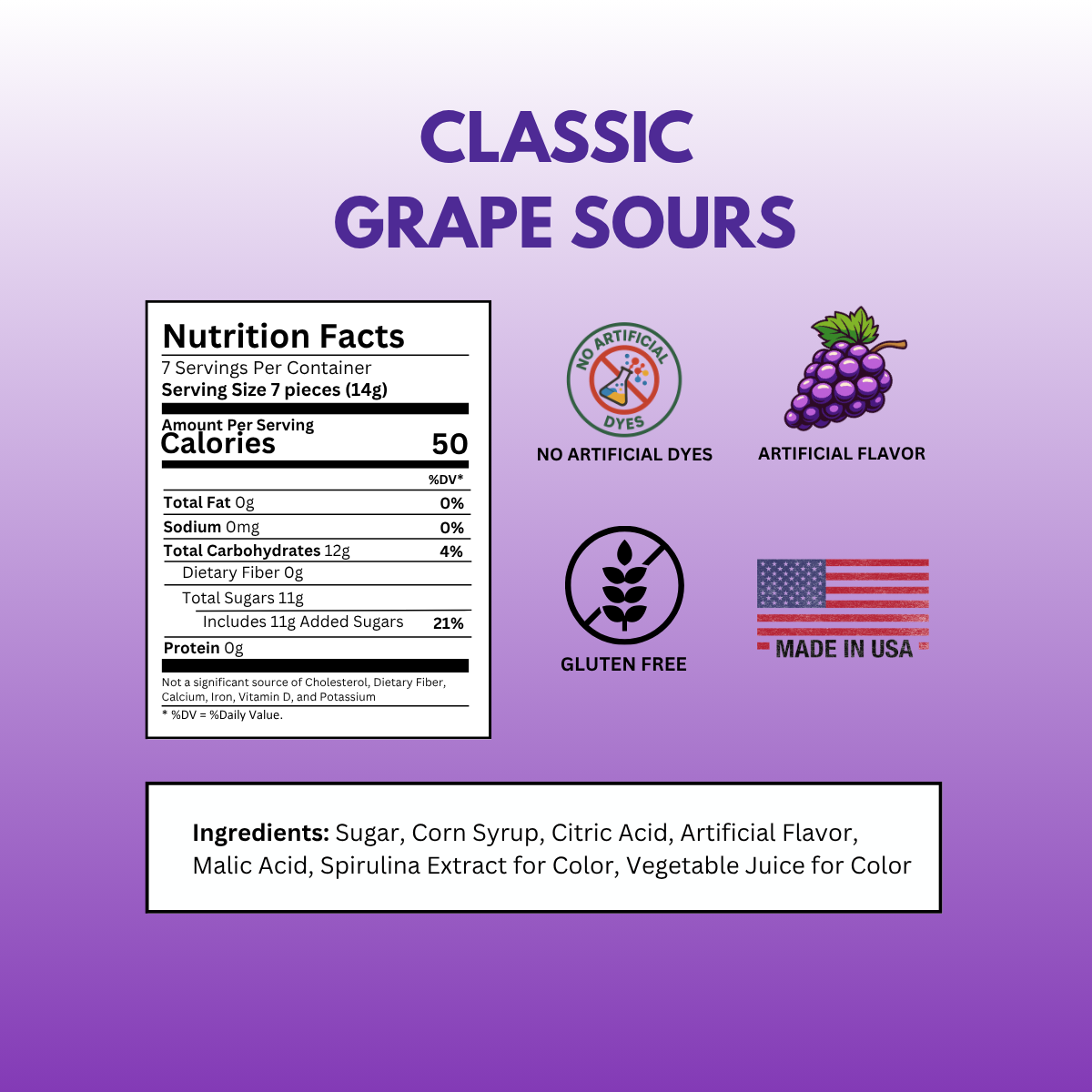 Grape Sours: 3.5oz Dye-Free Candy Tins | Sour Drops