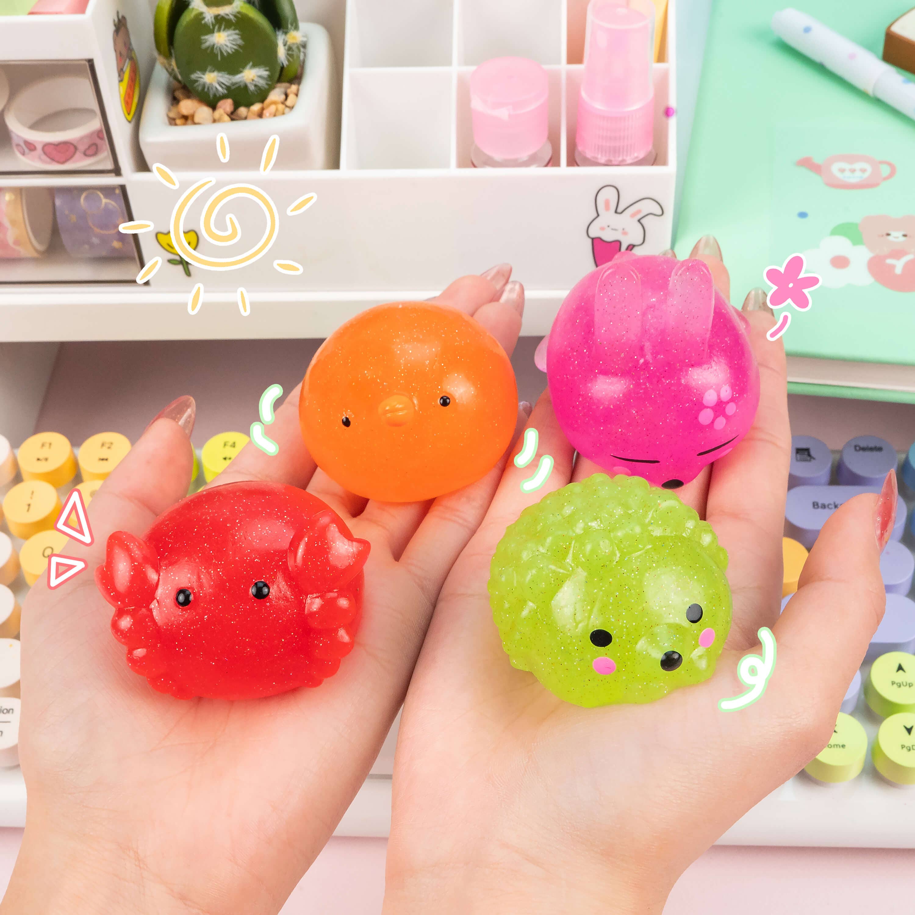 Jumbo Glitter Mochi Squishy Toy | Kawaii Slime