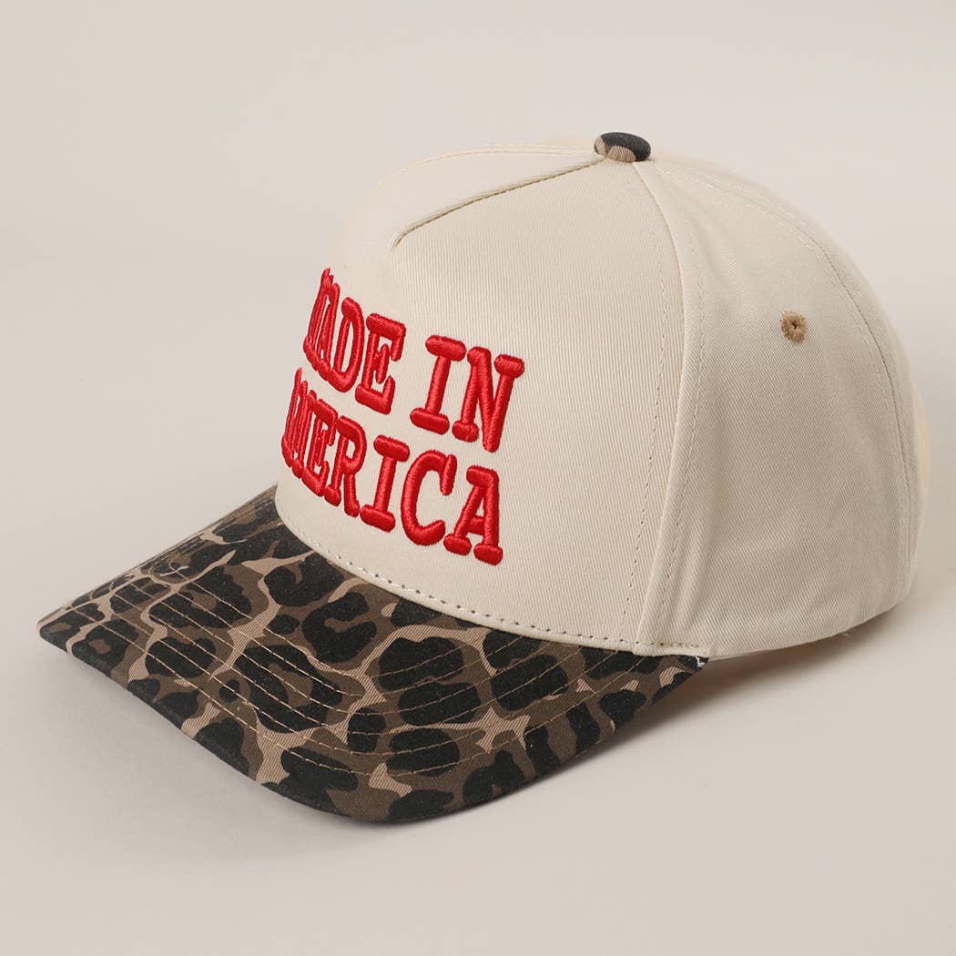 MADE IN AMERICA 3D Embroidered Two-Tone Leopard Brim Trucker | Fashion City