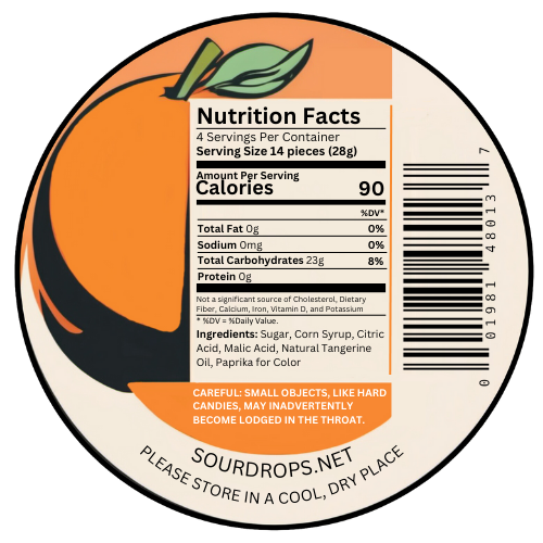 Tangerine Sours: 3.5oz Dye-Free Candy Tins | Sour Drops