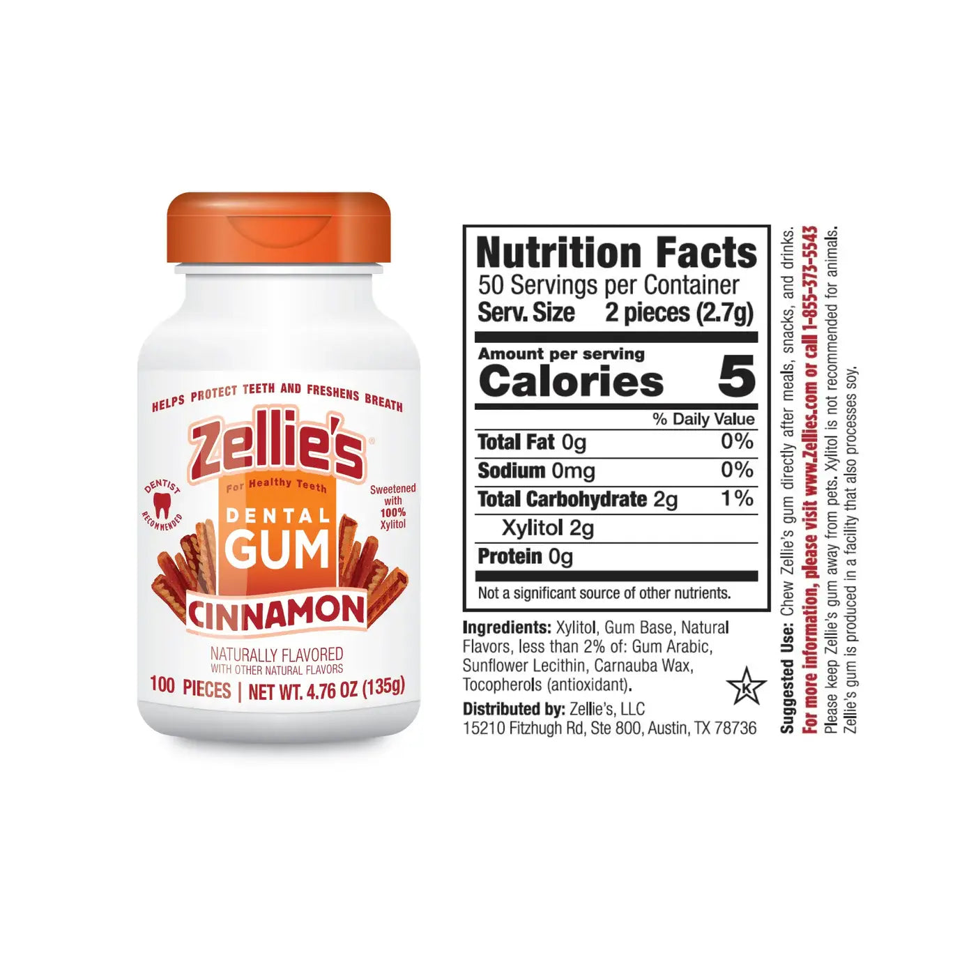 Zellie's Xylitol Dental Gum - Cinnamon | Zellies