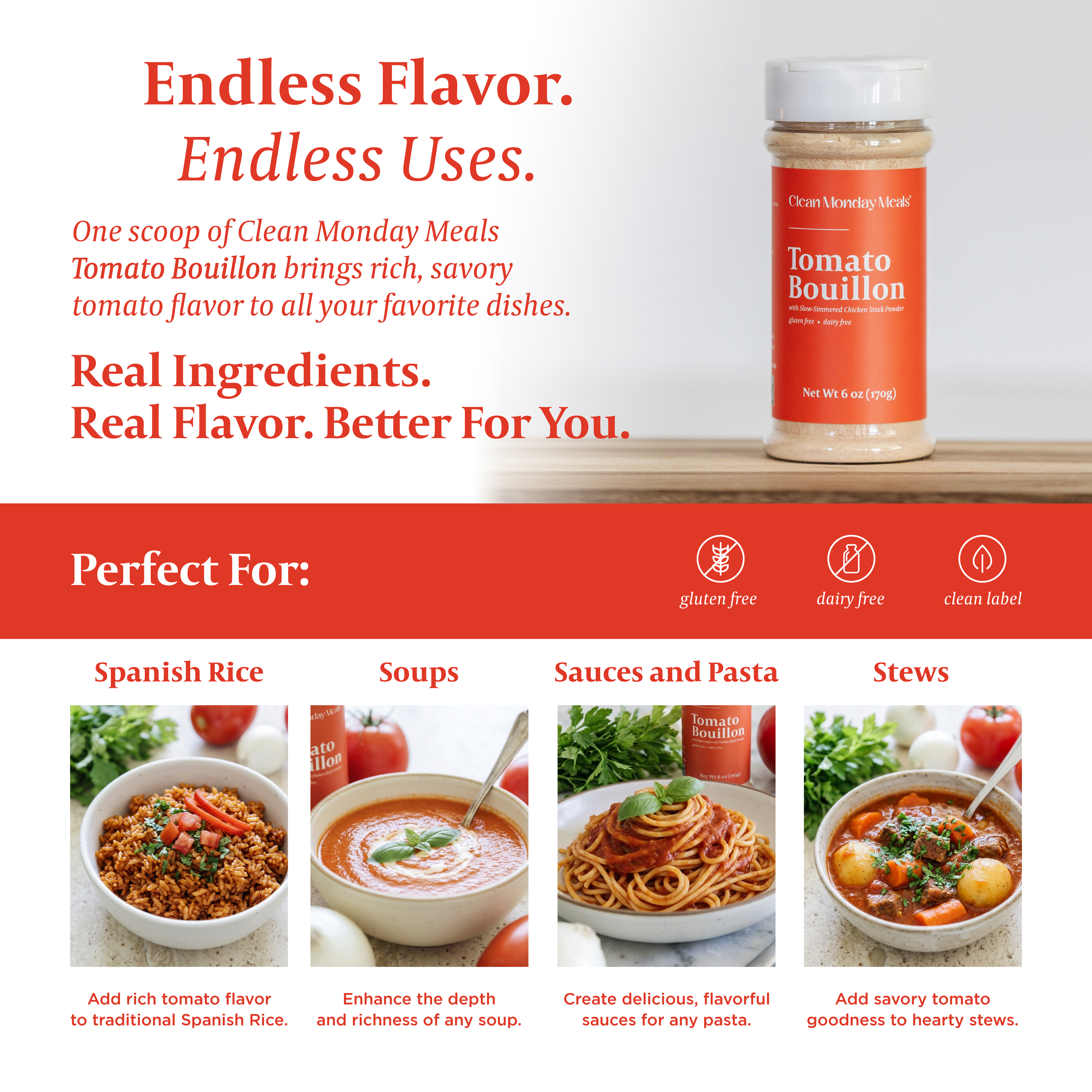 Tomato Bouillon with Slow Simmered Chicken Stock Powder | Clean Monday Meals