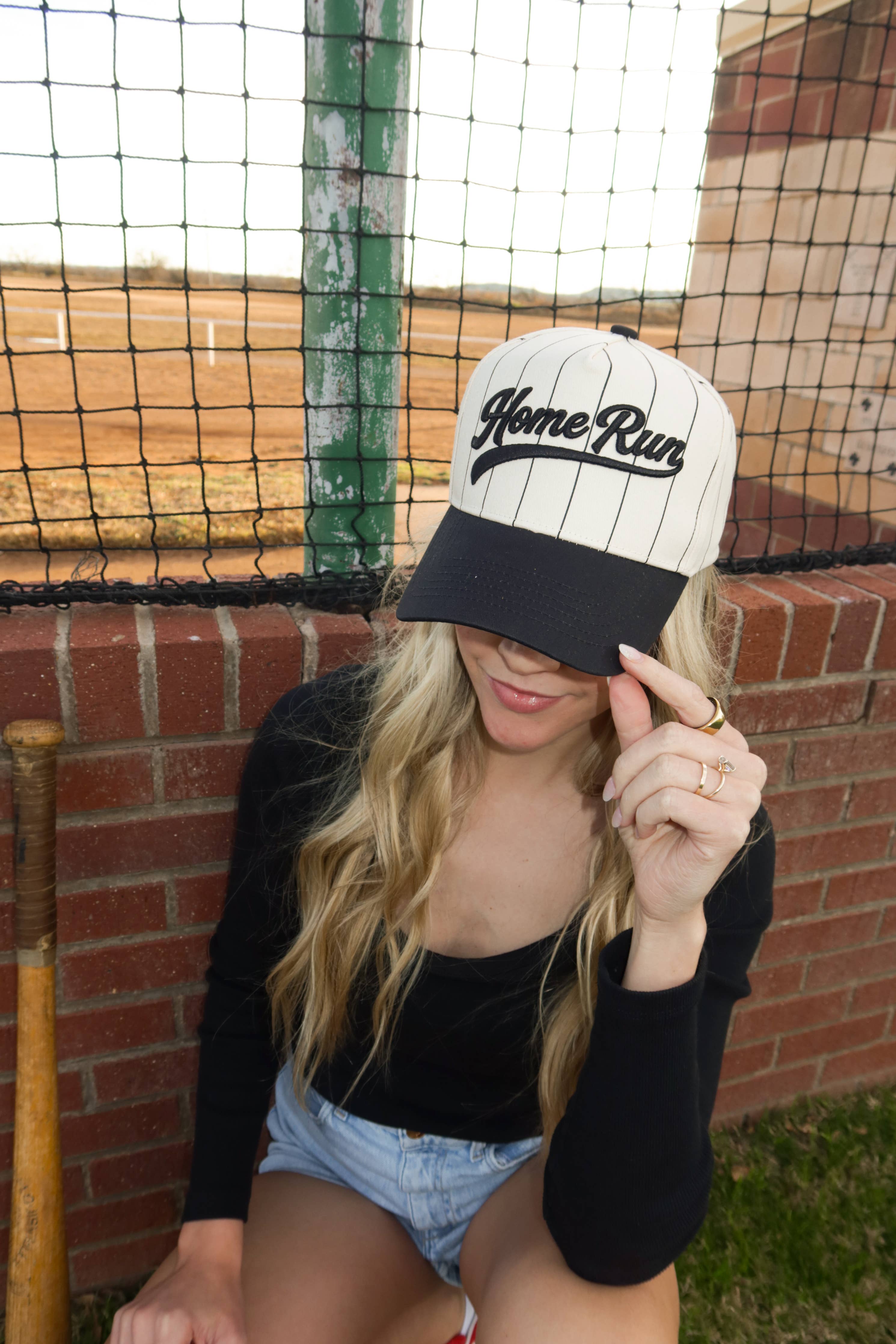 Black Home Run Pinstripe Cap | Worthy Hat Co