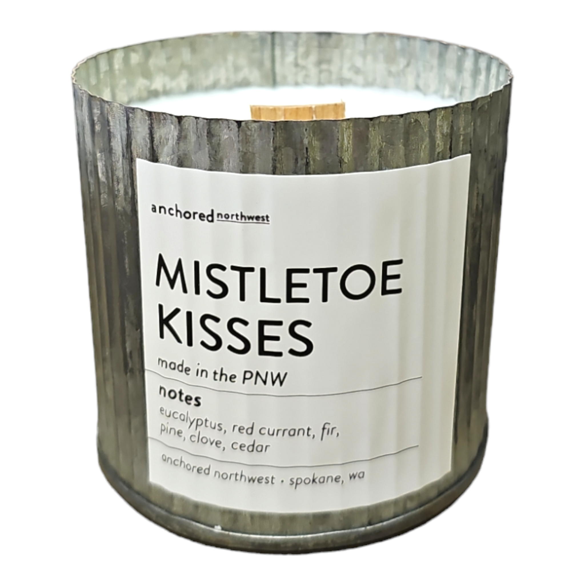 Mistletoe Kisses Rustic Vintage Wood Wick Christmas Candle | Anchored Northwest