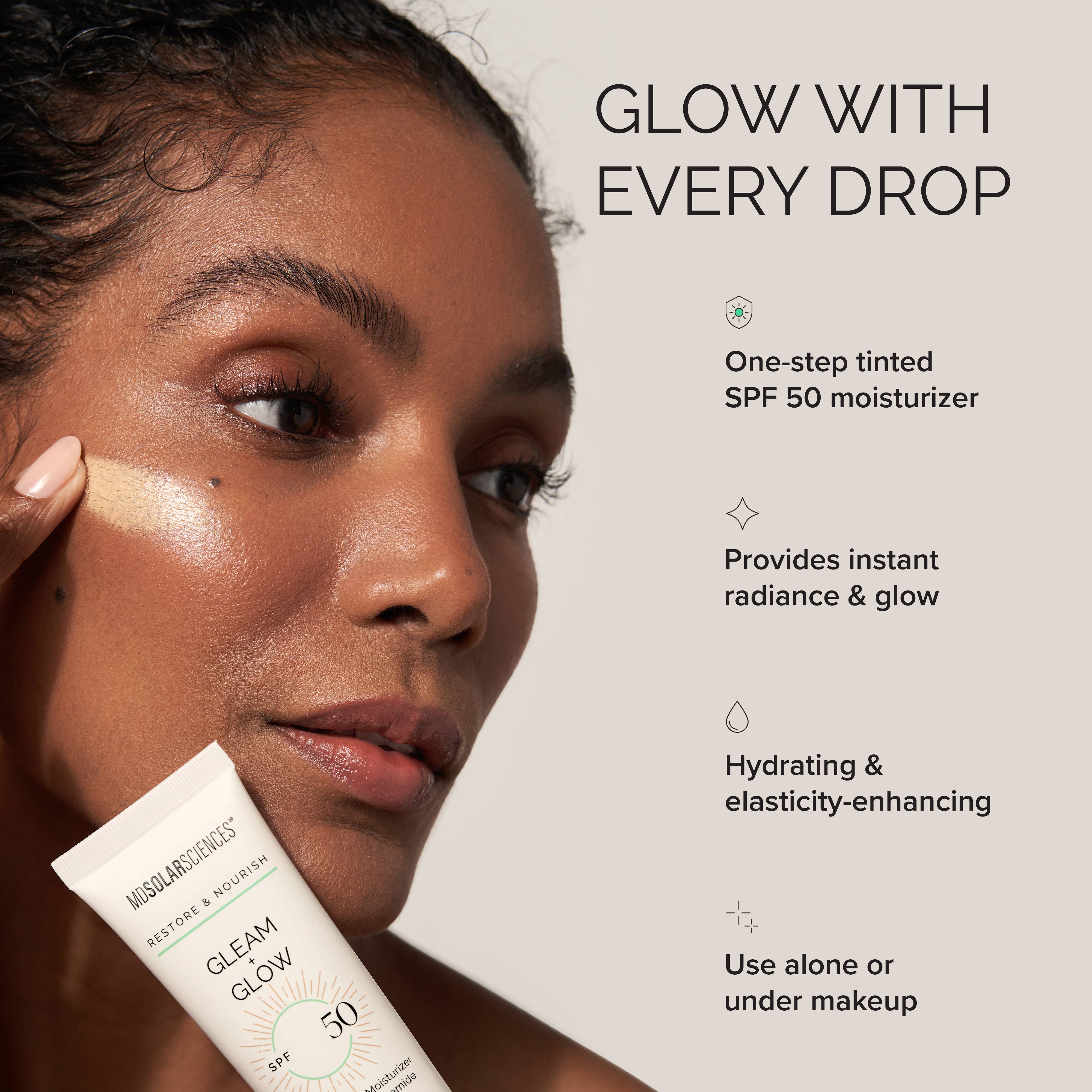 Gleam + Glow SPF 50 Tinted Moisturizer with Sunscreen | MDSolarSciences
