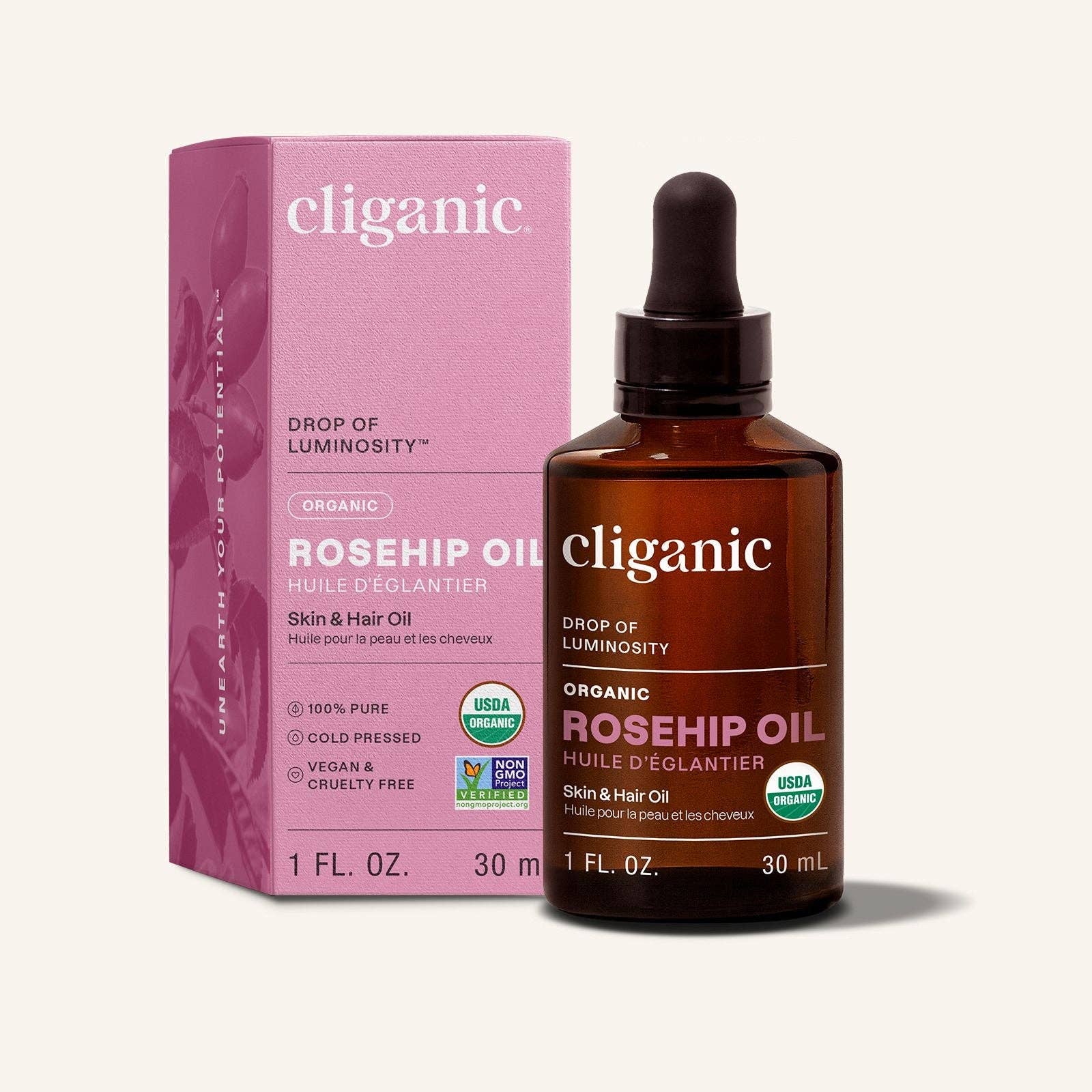 Organic Rosehip Oil 1oz | Cliganic
