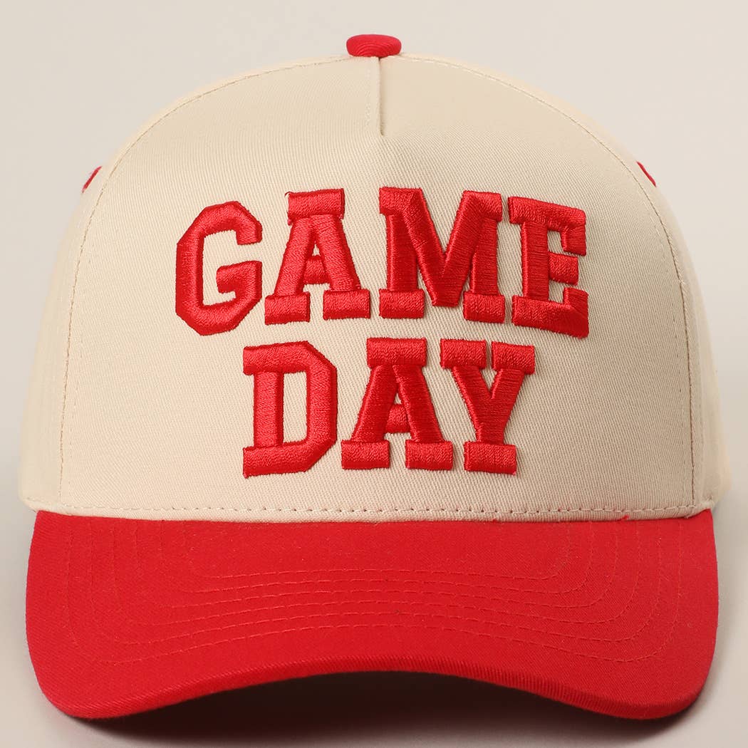 GAME DAY 3D Letter Embroidered Two-Tone Trucker Hat | Fashion City