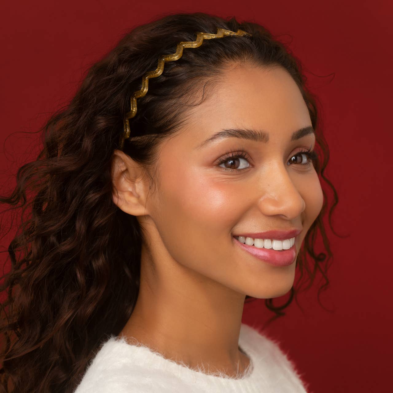 Recycled Plastic Zigzag Headbands 2pc Set - Gold & Red | KITSCH
