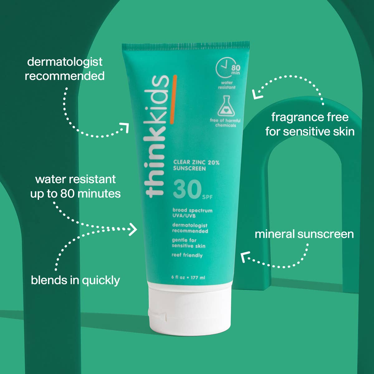 Kids SPF 30 Clear Zinc Sunscreen 6 oz | ThinkSun
