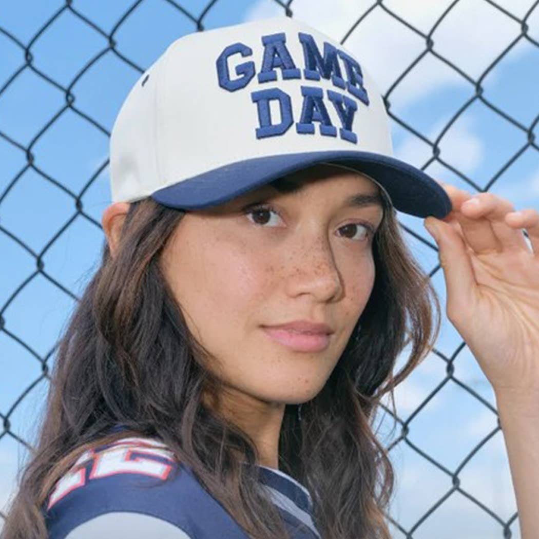 GAME DAY 3D Letter Embroidered Two-Tone Trucker Hat | Fashion City