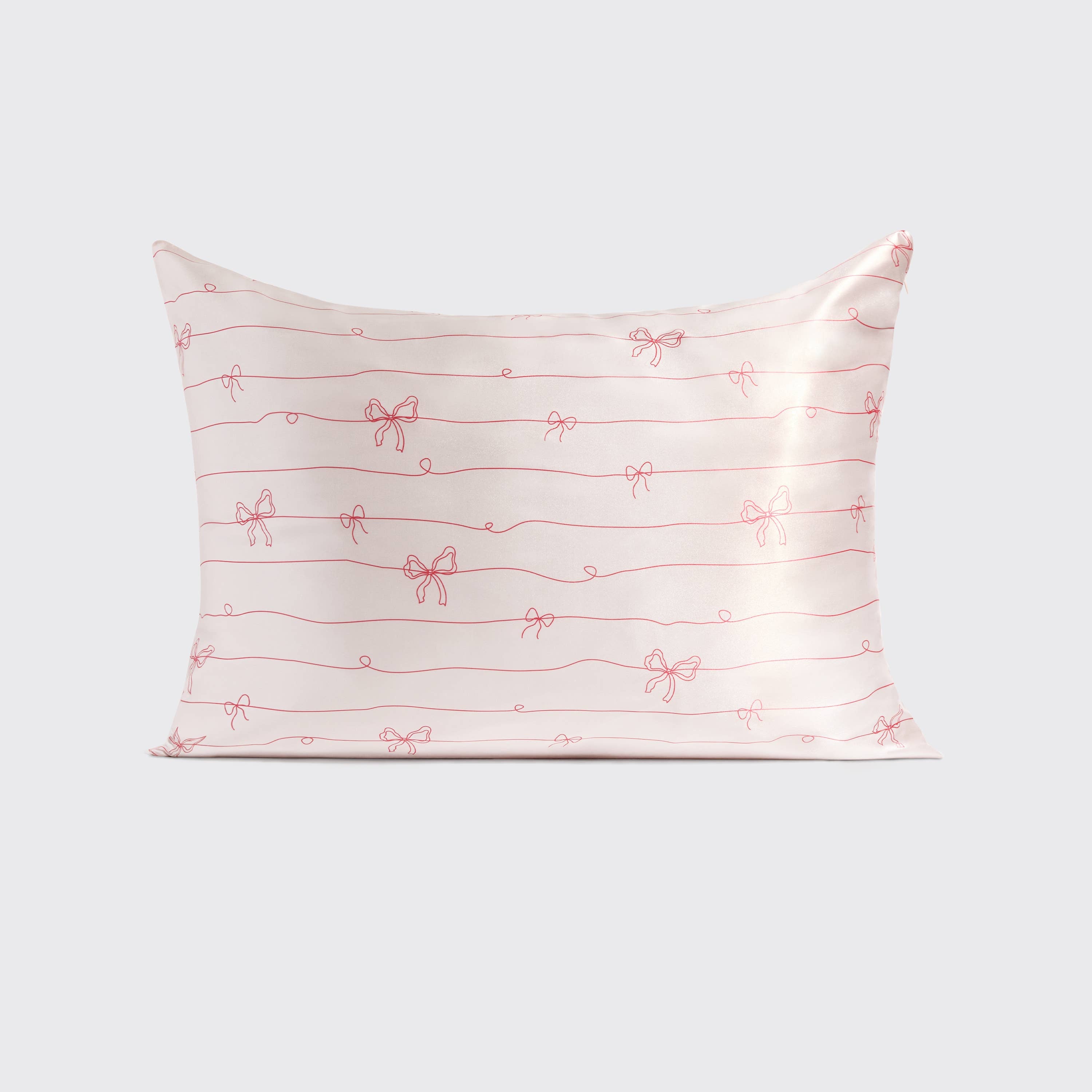 Holiday Satin Pillowcase in Striped Bows | Kitsch