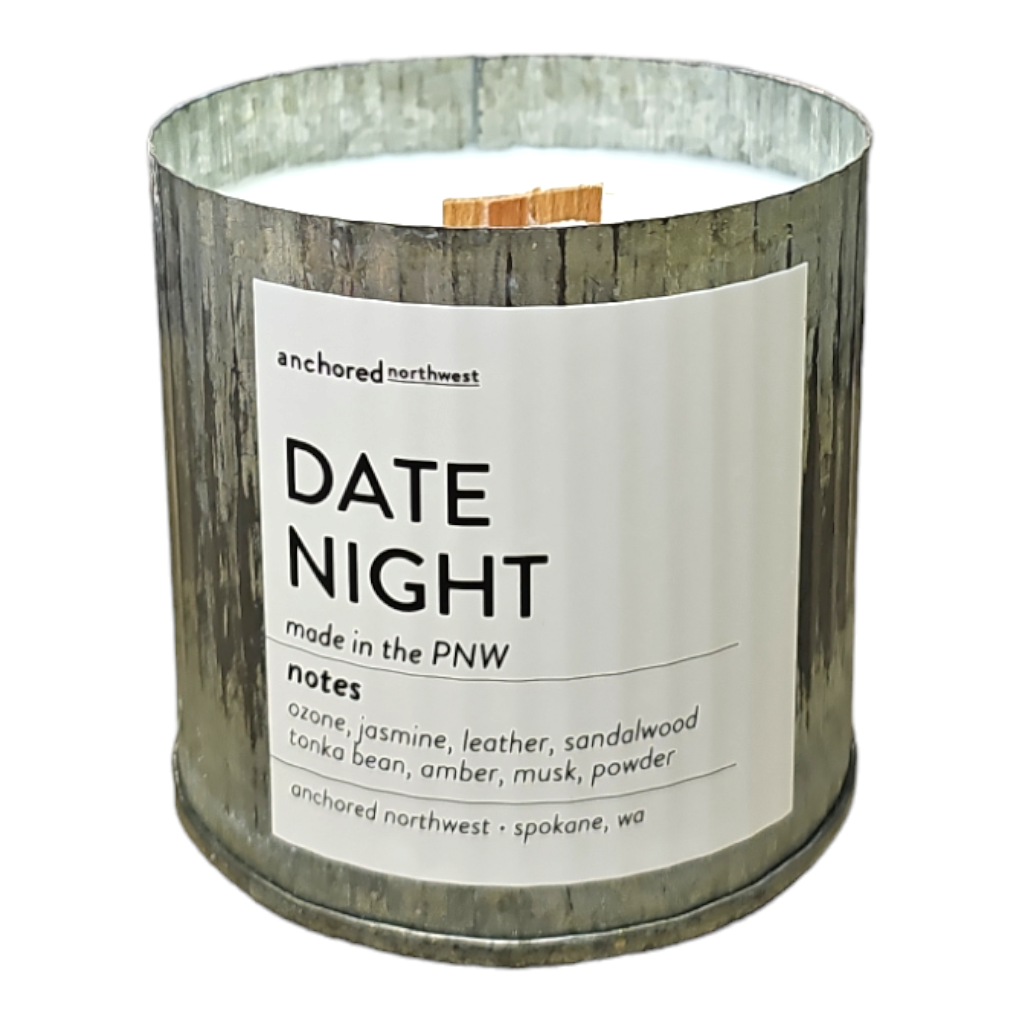 Date Night Valentine's Day Gift Rustic Vintage Farmhouse Wood Wick Candle | Anchored Northwest