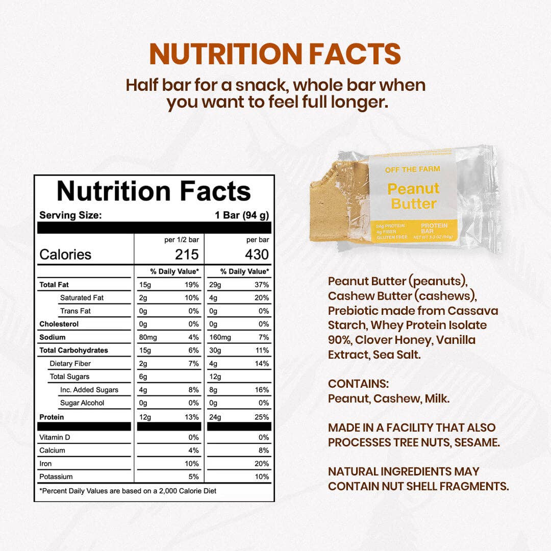 Peanut Butter Protein Bar | Off the Farm