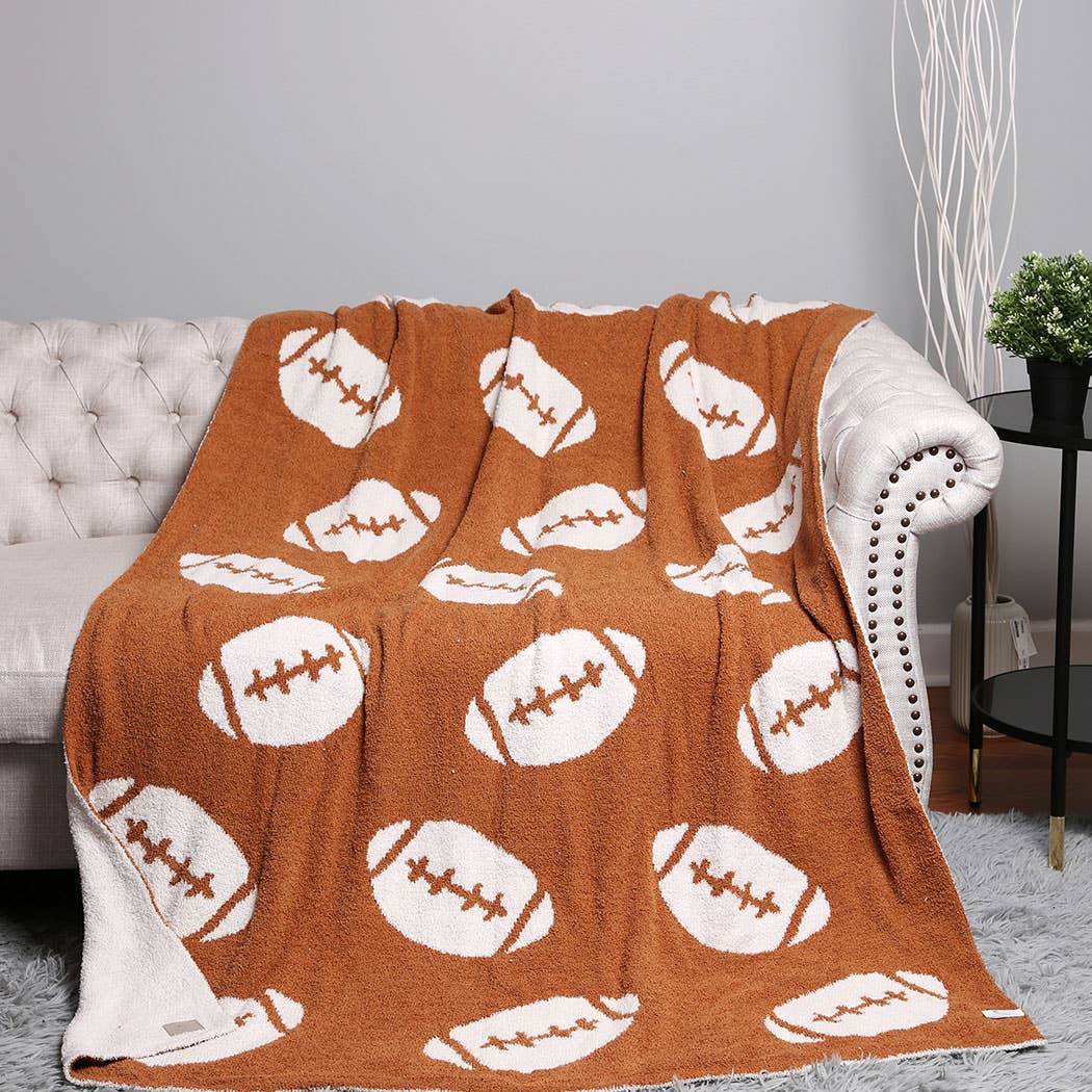 Football Patterned Throw Blanket | Fashion City