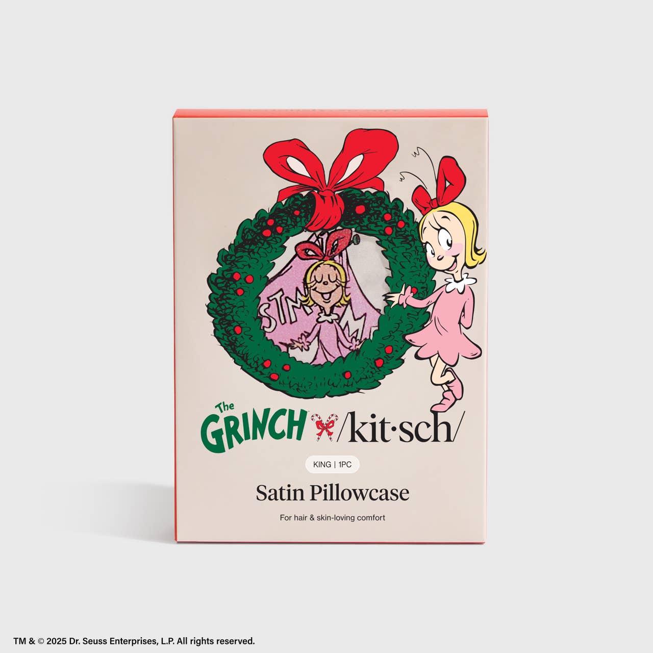 The Grinch x Kitsch Satin Pillowcase in Cindy Lou Who - King | Kitsch