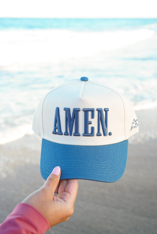 AMEN. - Slate Blue Vintage Trucker Hat | Kenzkustomz