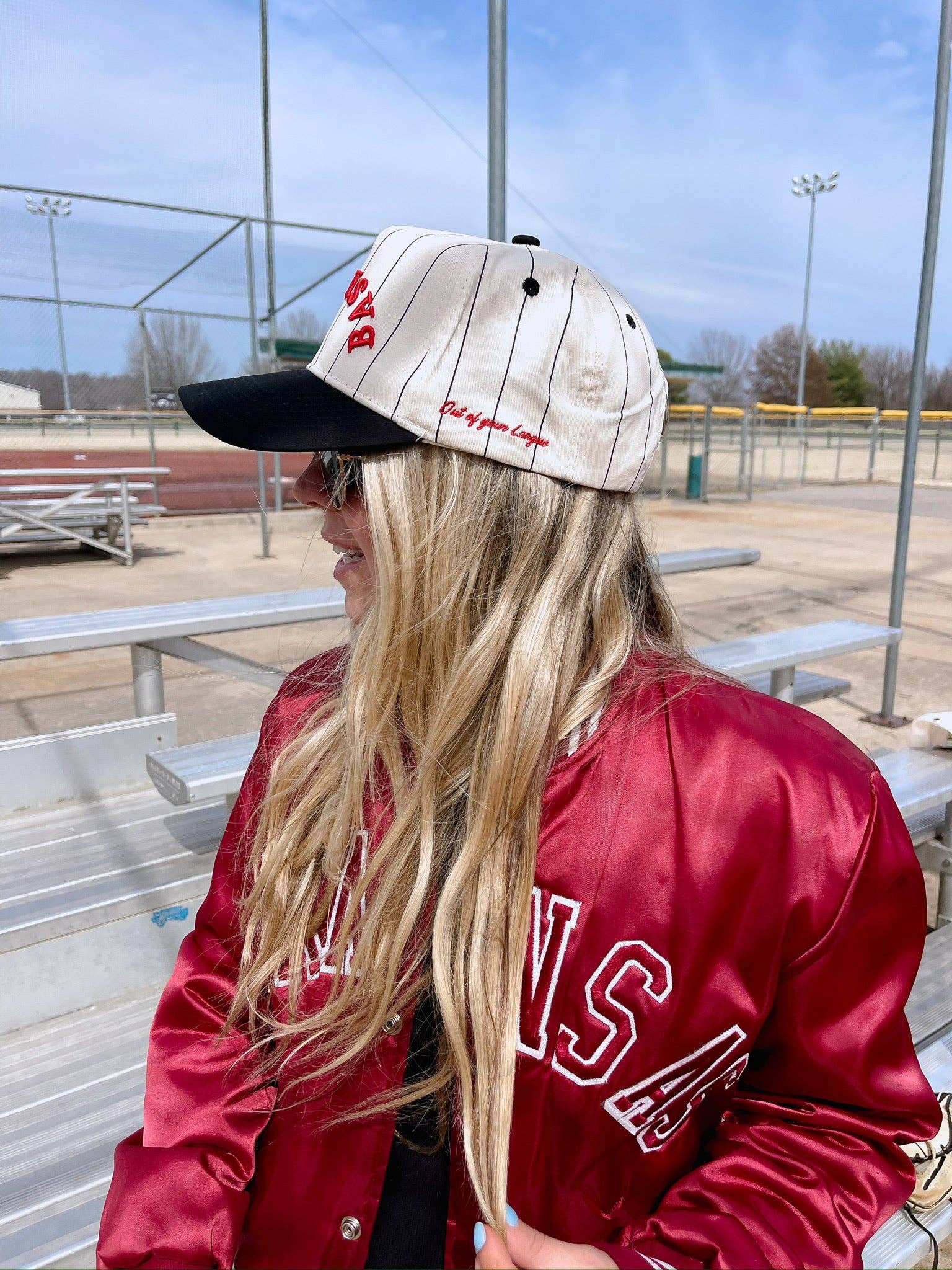 BASEBALL - Red on Black Stripe Vintage Hat | Kenzkustomz