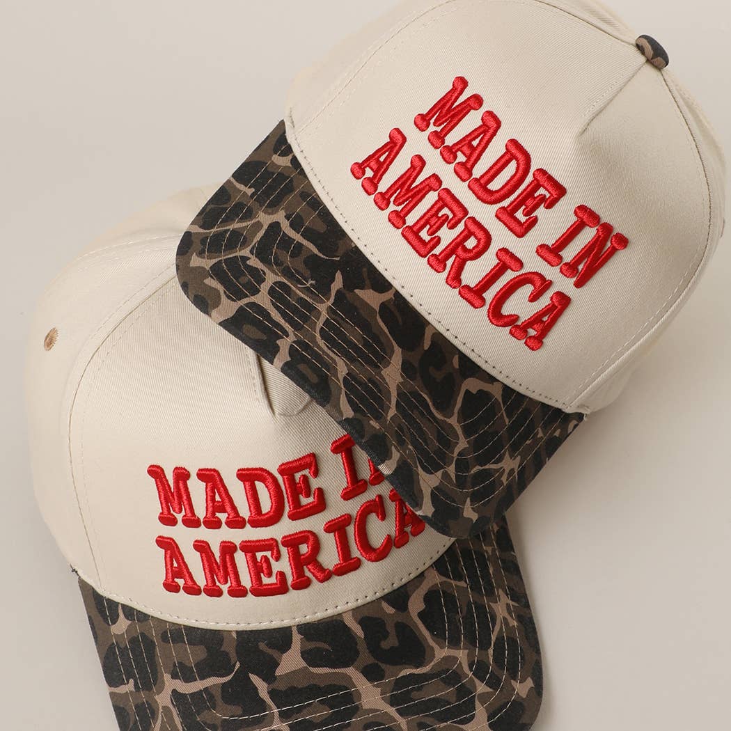 MADE IN AMERICA 3D Embroidered Two-Tone Leopard Brim Trucker | Fashion City
