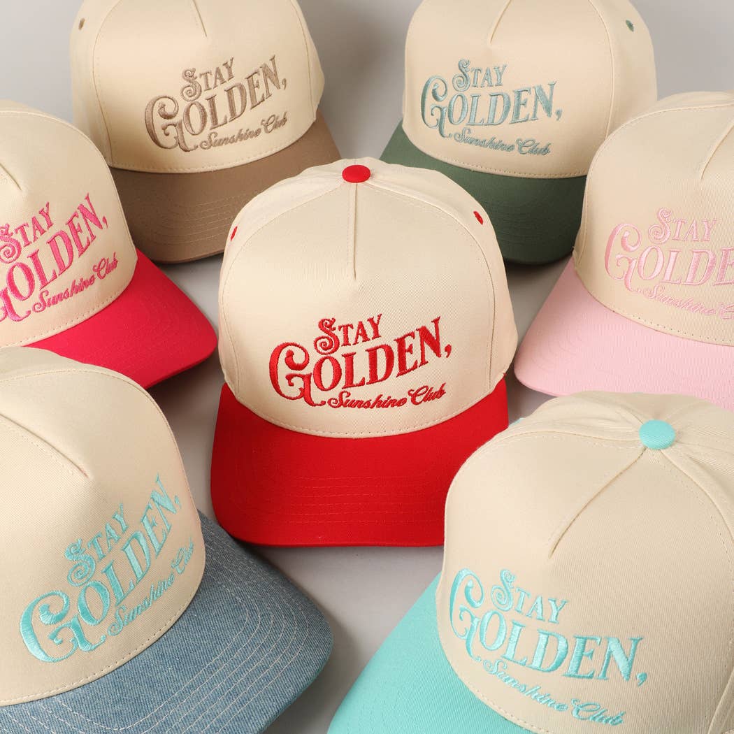 Stay Golden Sunshine Club Embroidery Trucker Hat | Fashion City