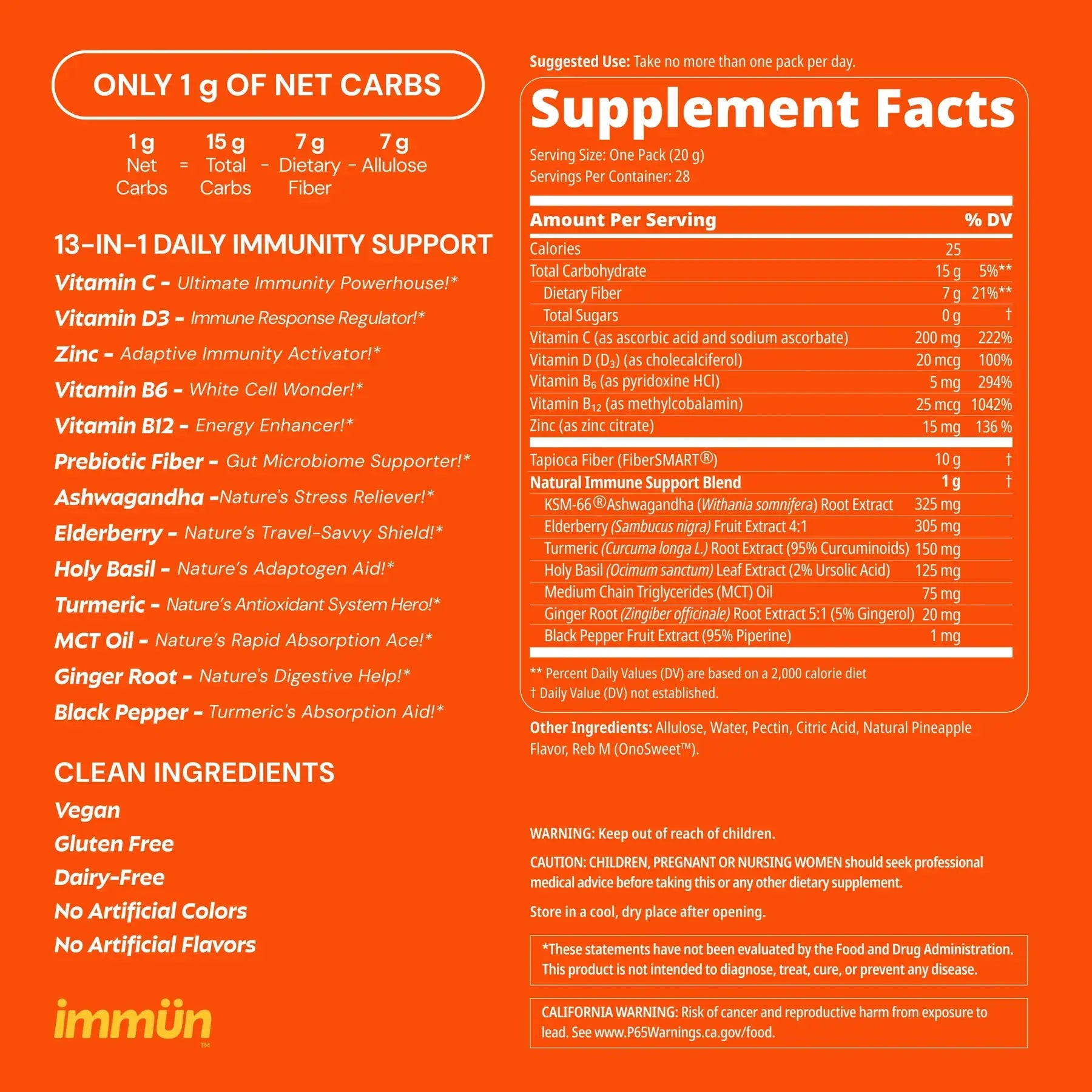 Immün Sugar Free Daily Immunity Gummies, 14 Servings | Grüns