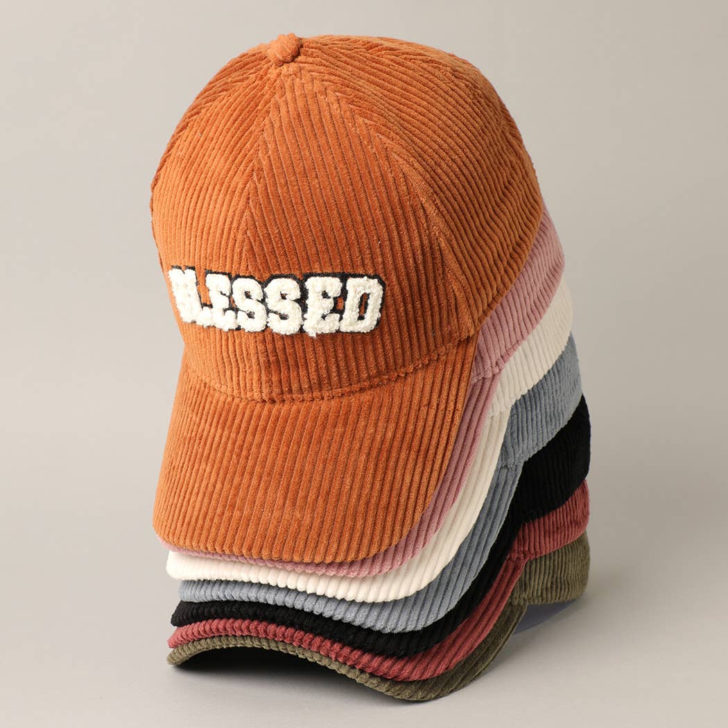 BLESSED 3D Embroidered Corduroy Baseball Cap | Toothbrush LLC