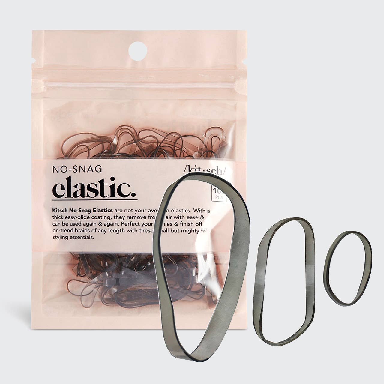 No-Snag Elastic 100pc - Brown | Kitsch