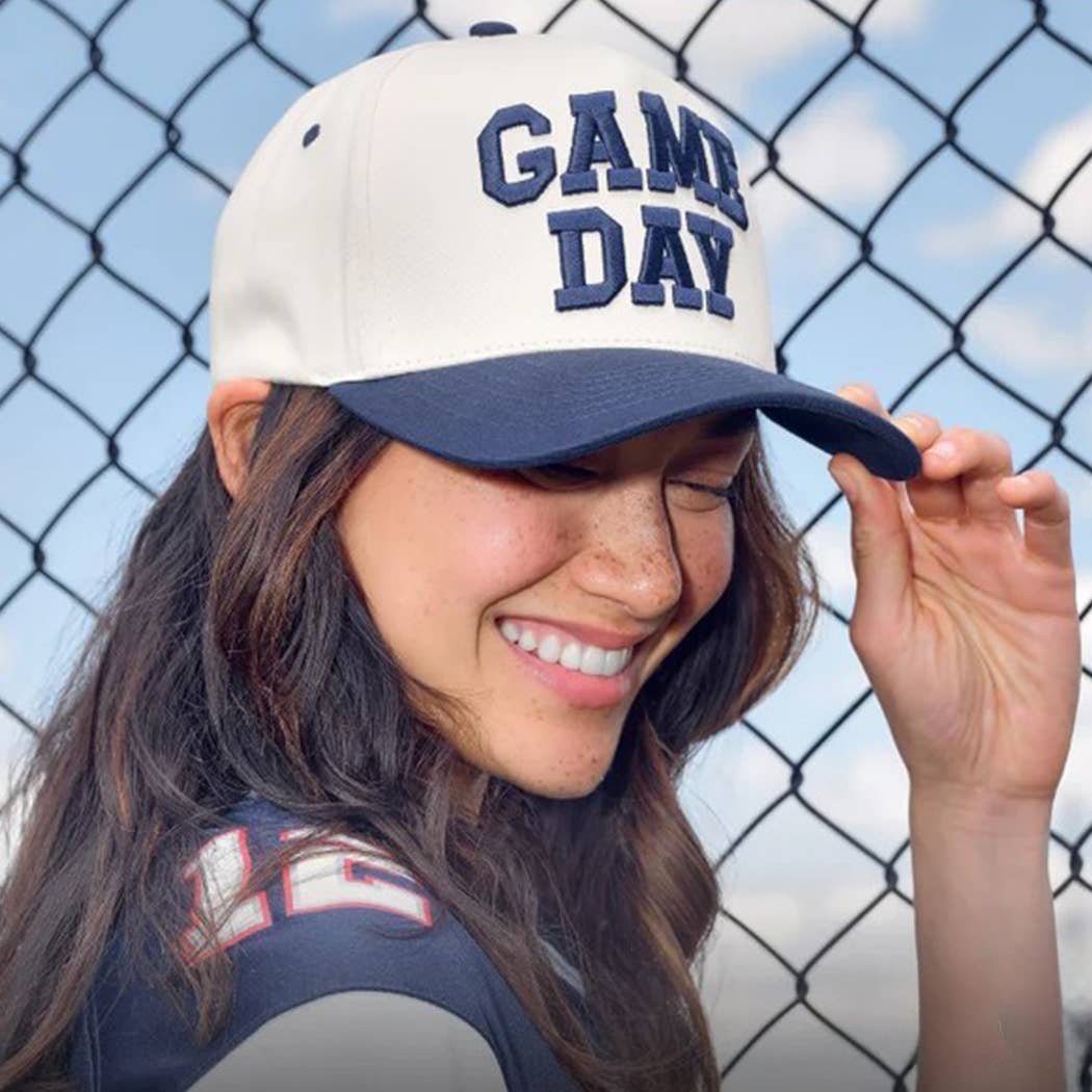 GAME DAY 3D Letter Embroidered Two-Tone Trucker Hat | Fashion City