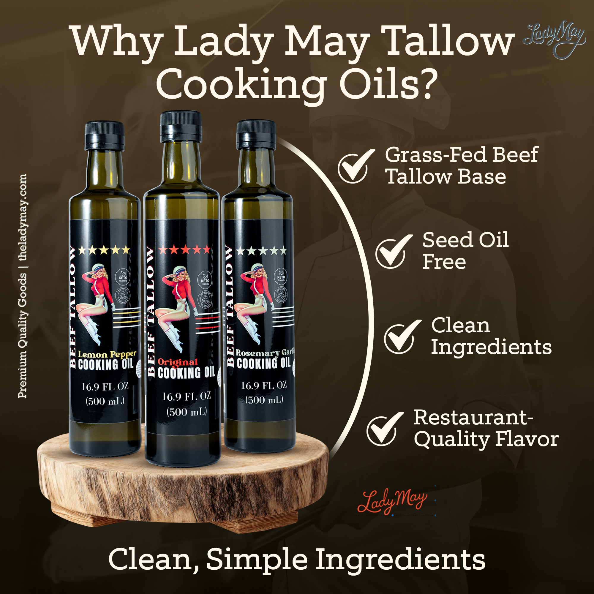 Premium Grass-Fed Beef Tallow Cooking Oil | Lady May Tallow