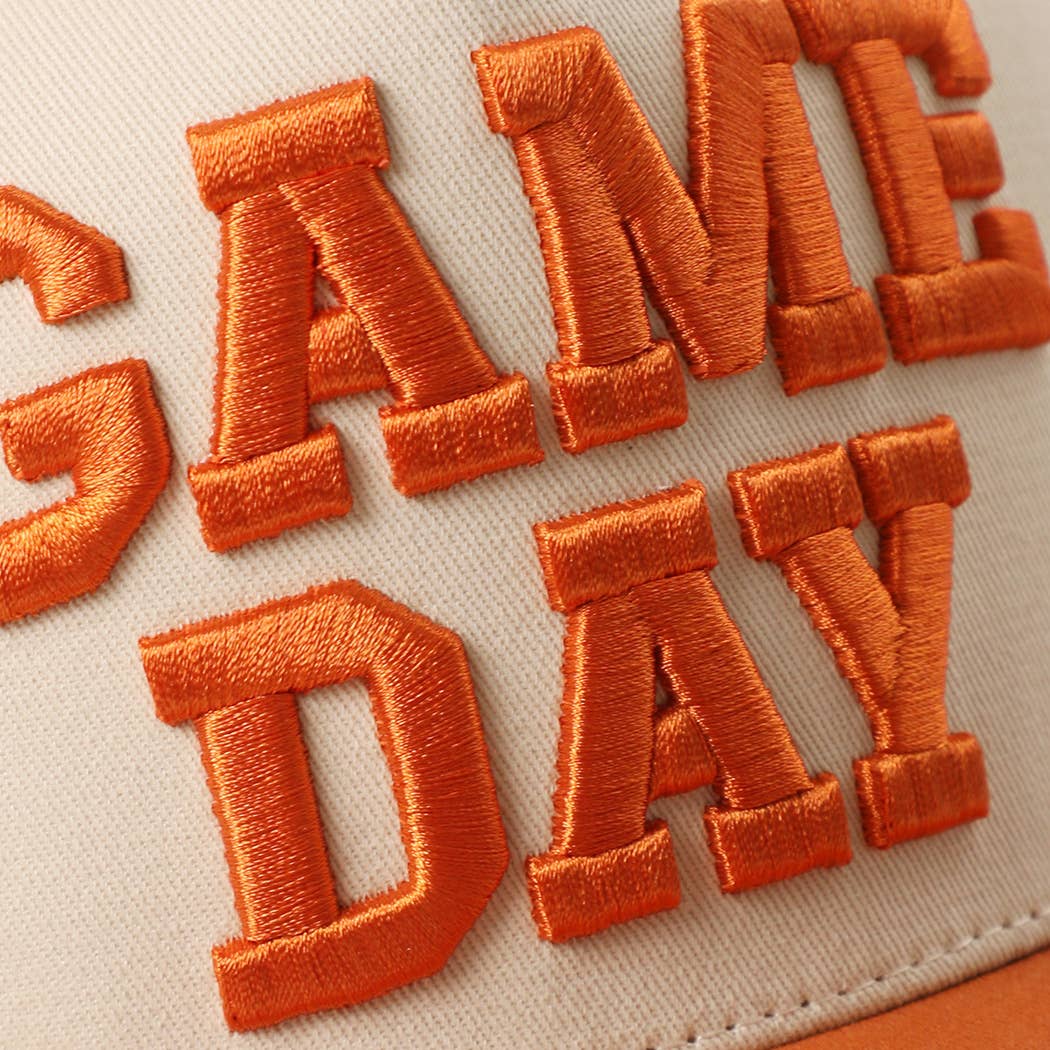 GAME DAY 3D Letter Embroidered Two-Tone Trucker Hat | Fashion City