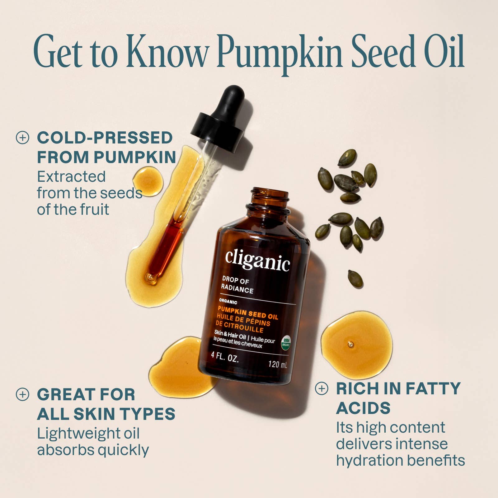 Organic Pumpkin Seed Oil 8oz | Cliganic