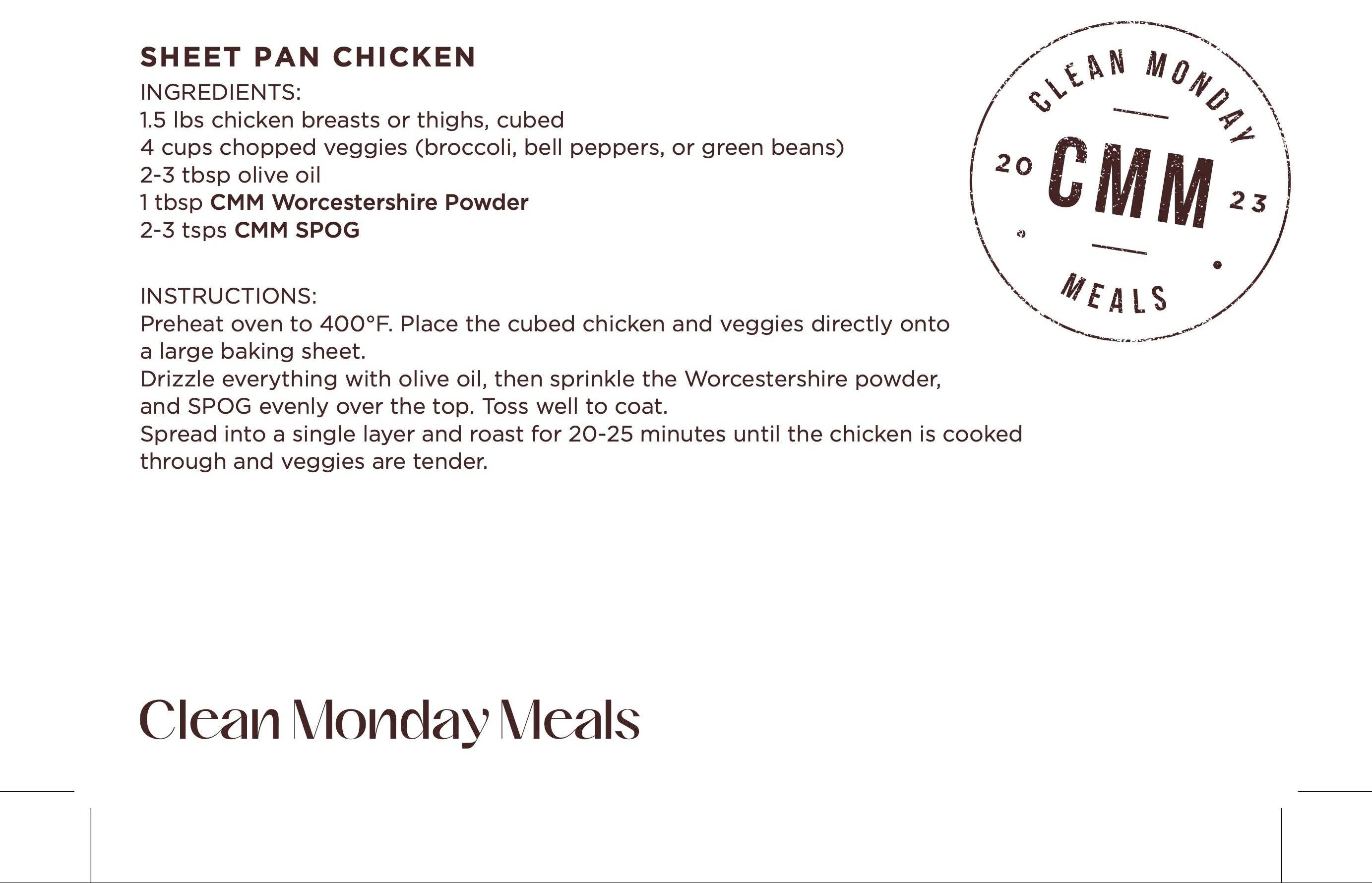 Clean Worcestershire | Clean Monday Meals